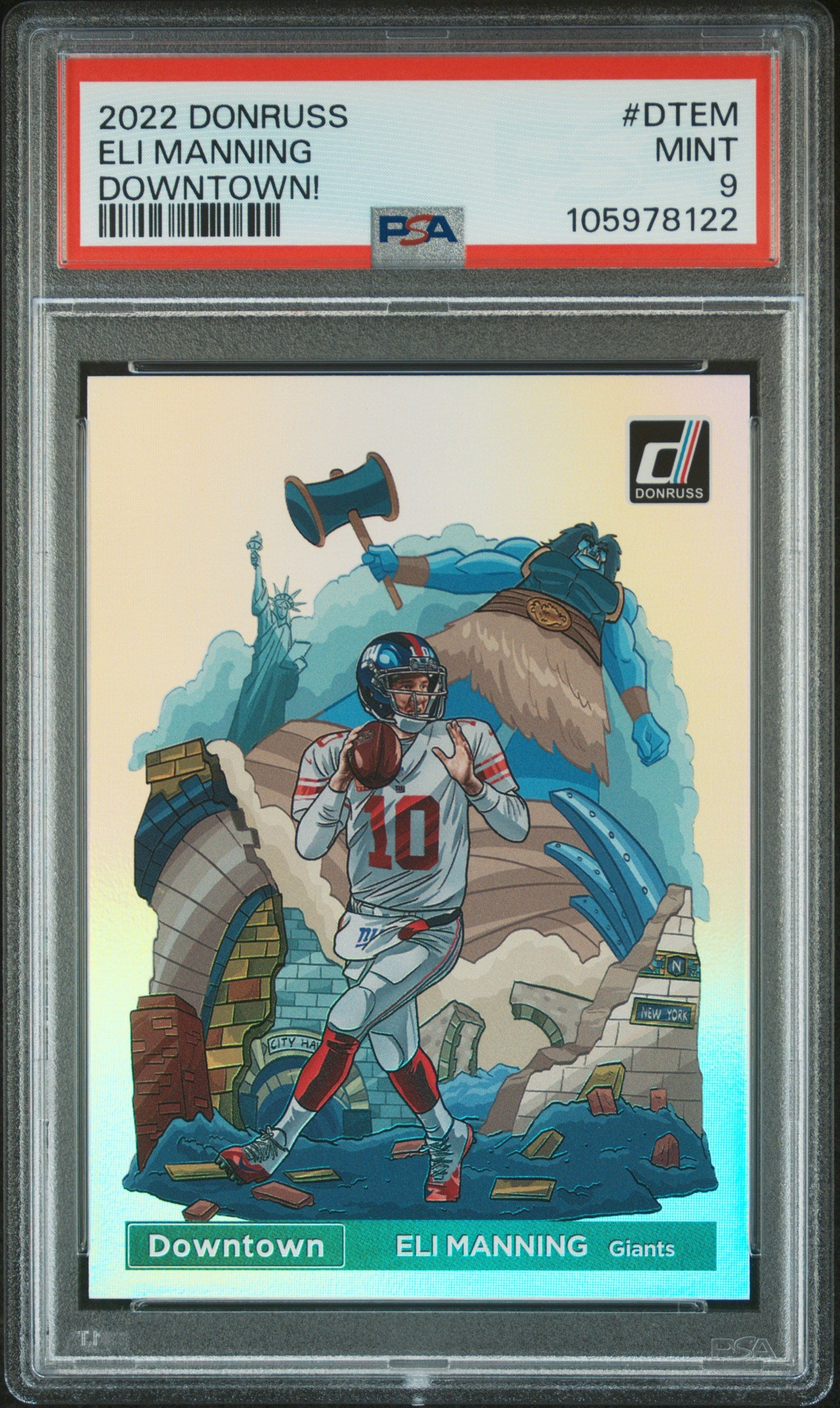 2022 Panini Donruss Downtown Eli Manning #DT-EM PSA 9