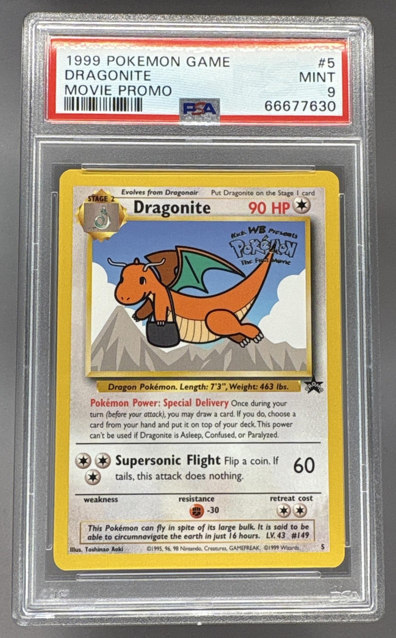 1999 Pokemon Game Movie Promo Mewtwo Strikes Back Dragonite #5 PSA 9