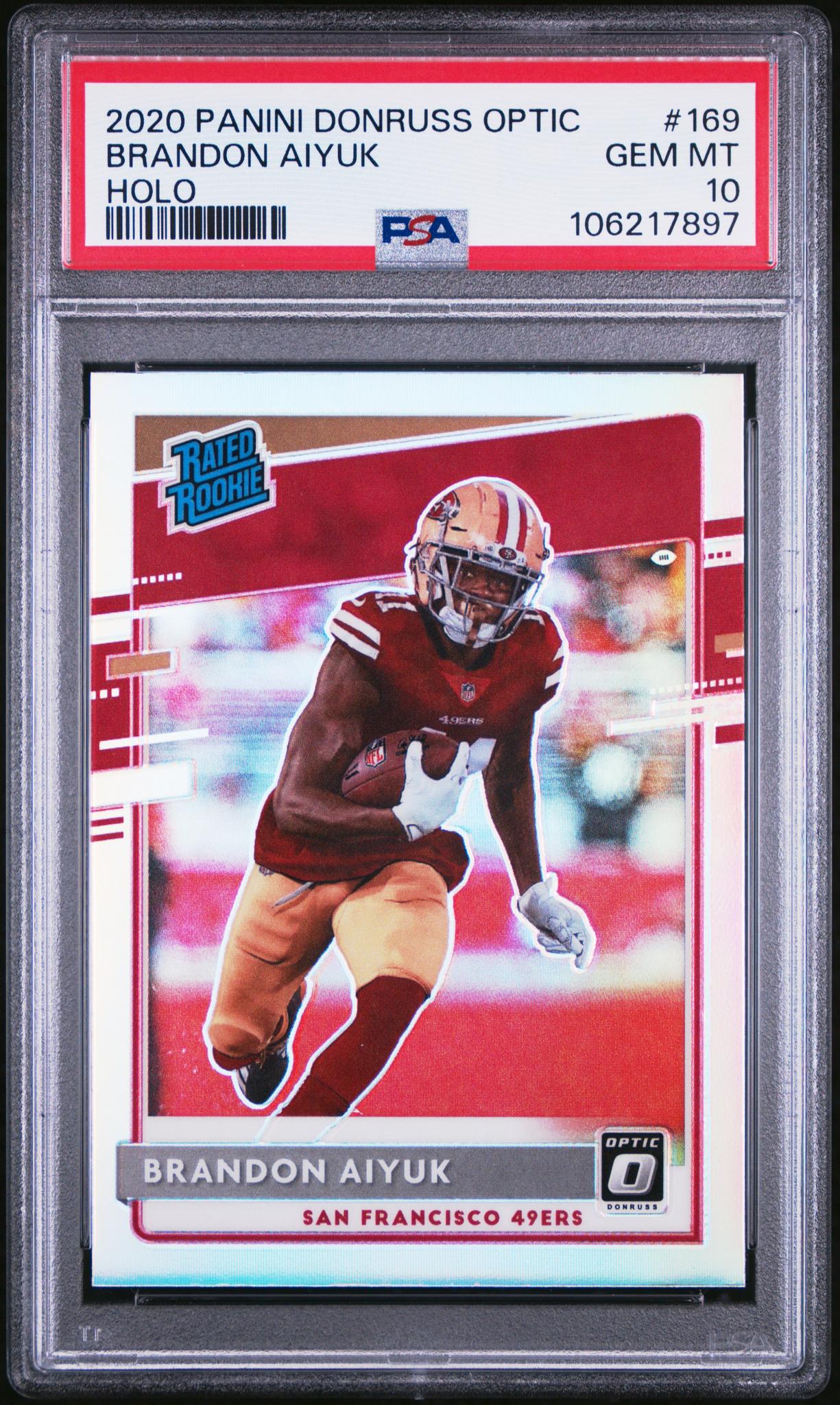 2020 Donruss Optic Rated Rookie Holo Prizm Brandon Aiyuk #169 PSA 10