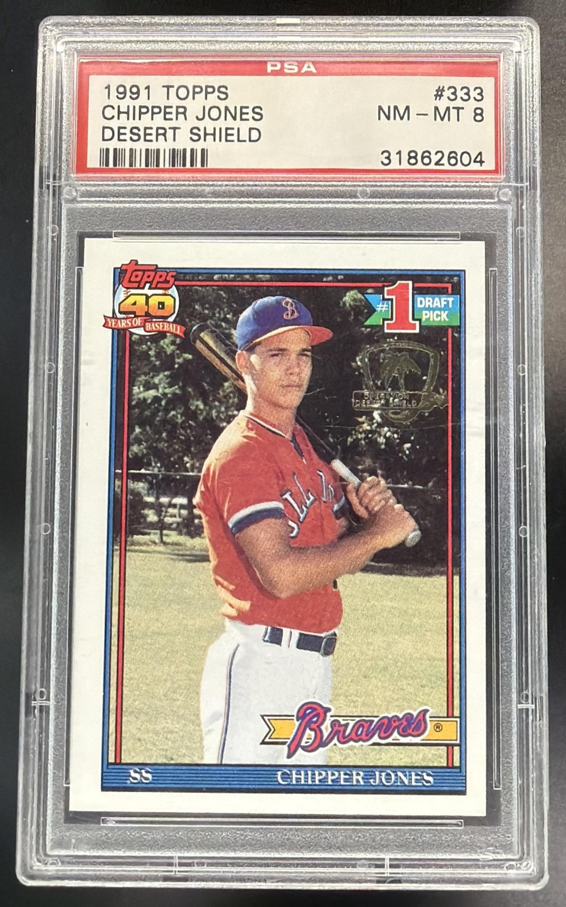 1991 Topps Desert Shield Chipper Jones #333 PSA 8
