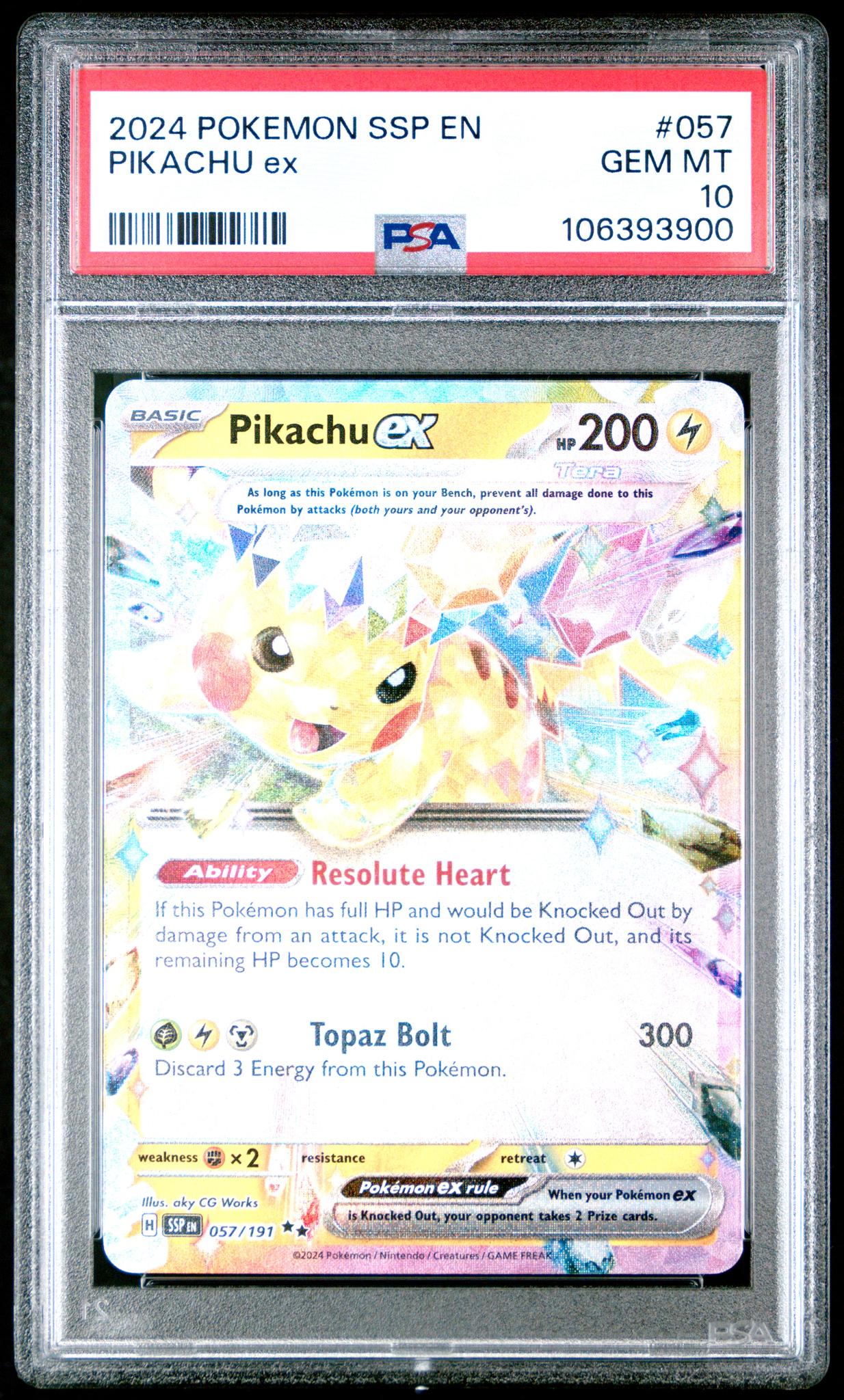 2024 Pokemon SSP EN ex Pikachu #057/191 PSA 10
