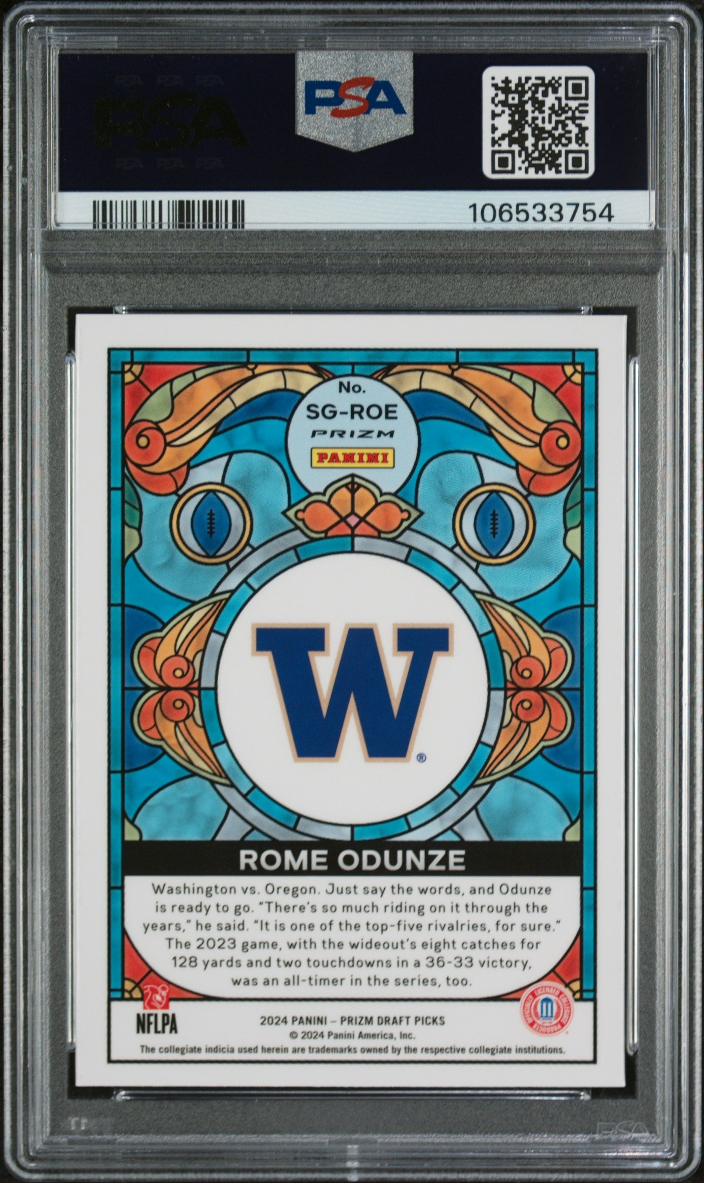 2024 Panini Prizm Draft Picks Stained Glass #SGROE Rome Odunze PSA 9