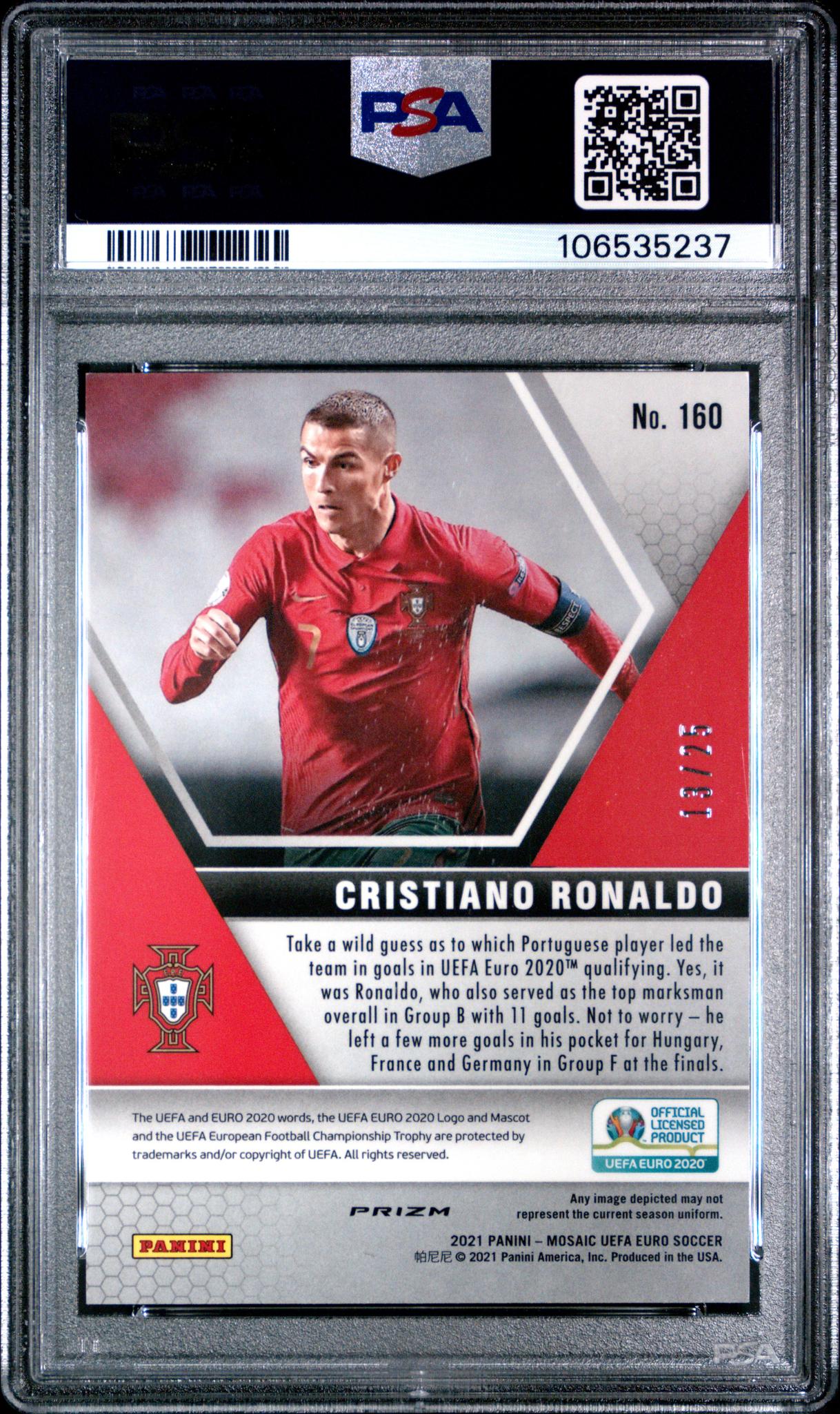 2020 Prizm #160 Cristiano Ronaldo Mosaic /25 PSA 10