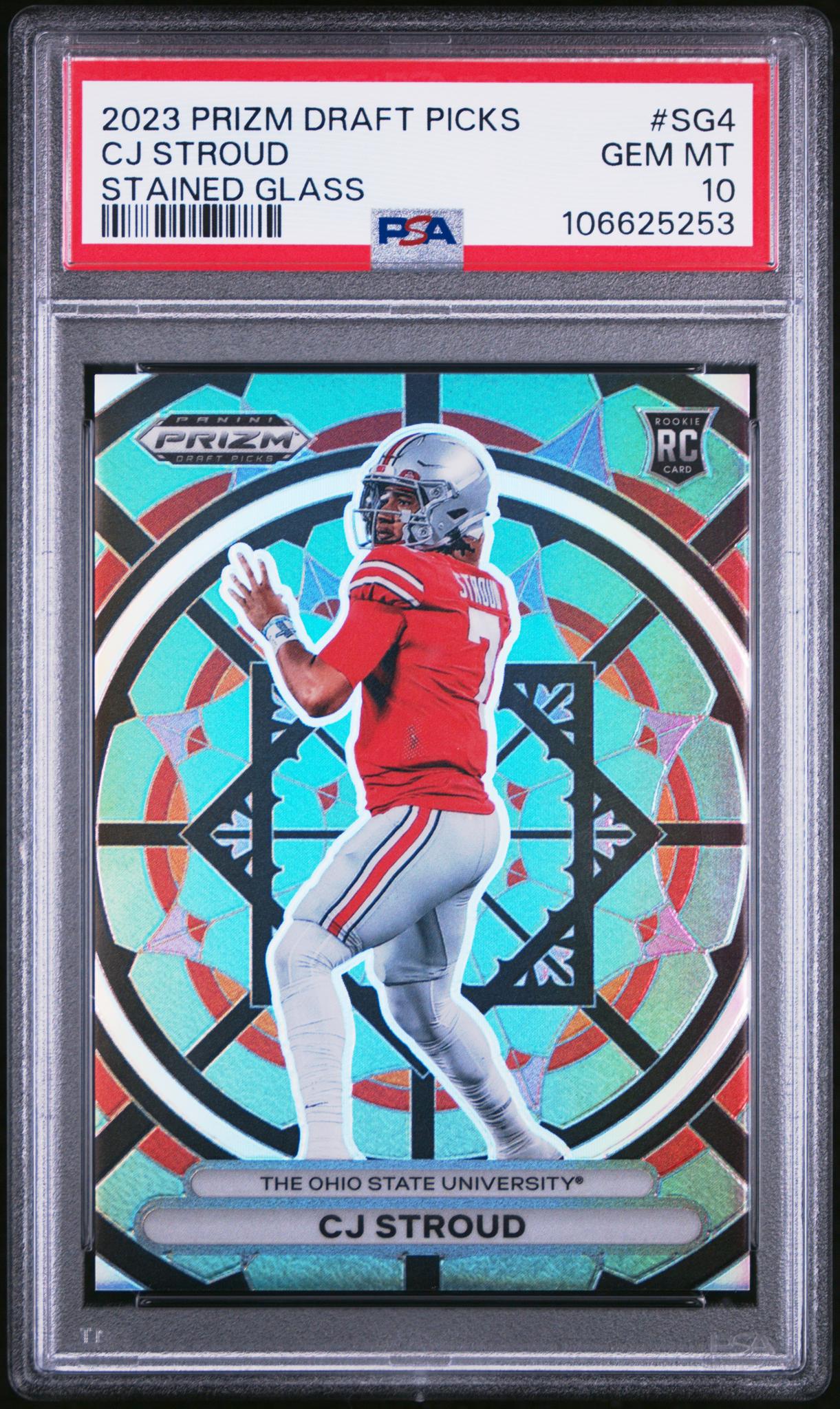 2023 Panini Prizm Draft Picks Stained Glass CJ Stroud #SG4 RC PSA 10
