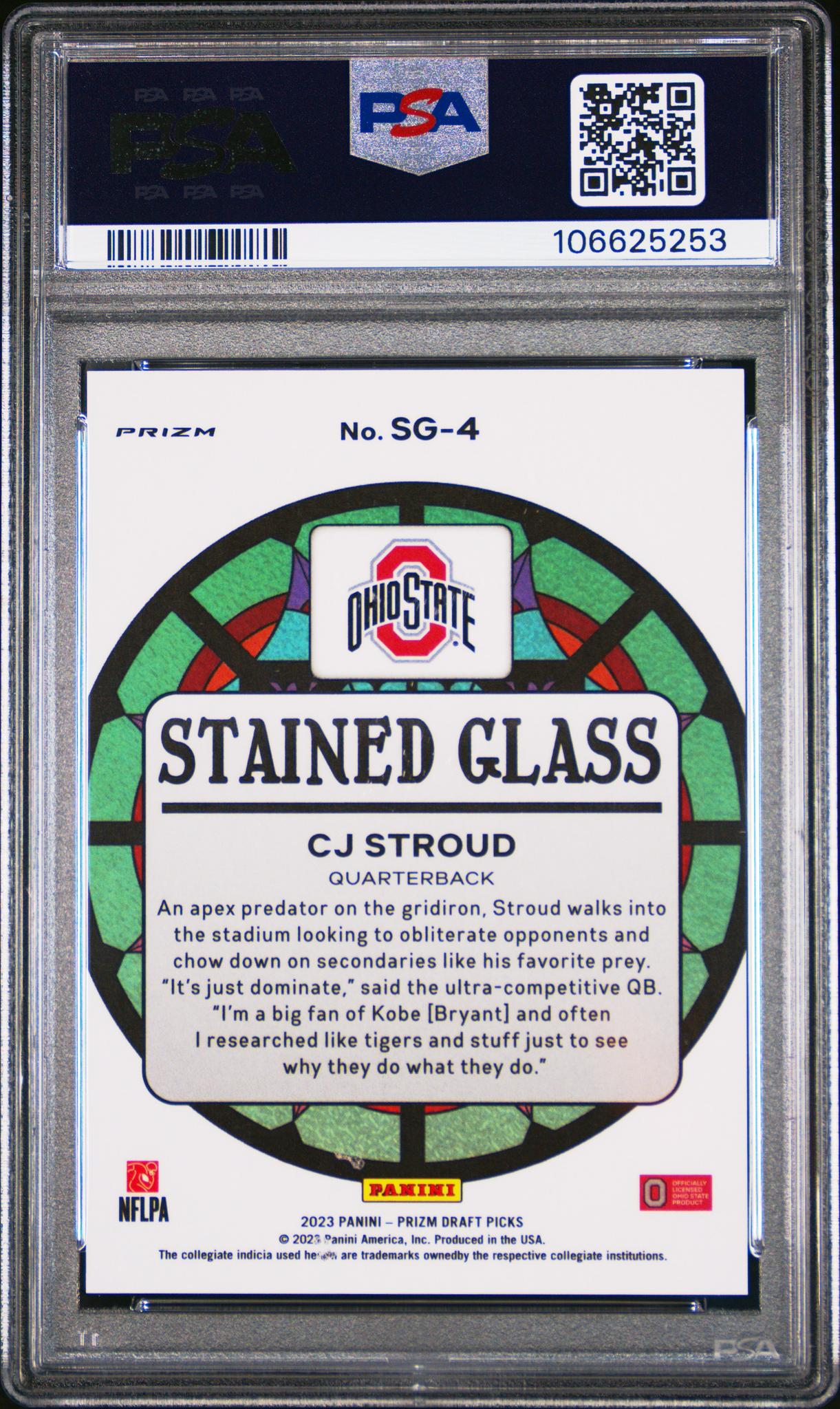 2023 Panini Prizm Draft Picks Stained Glass CJ Stroud #SG4 RC PSA 10