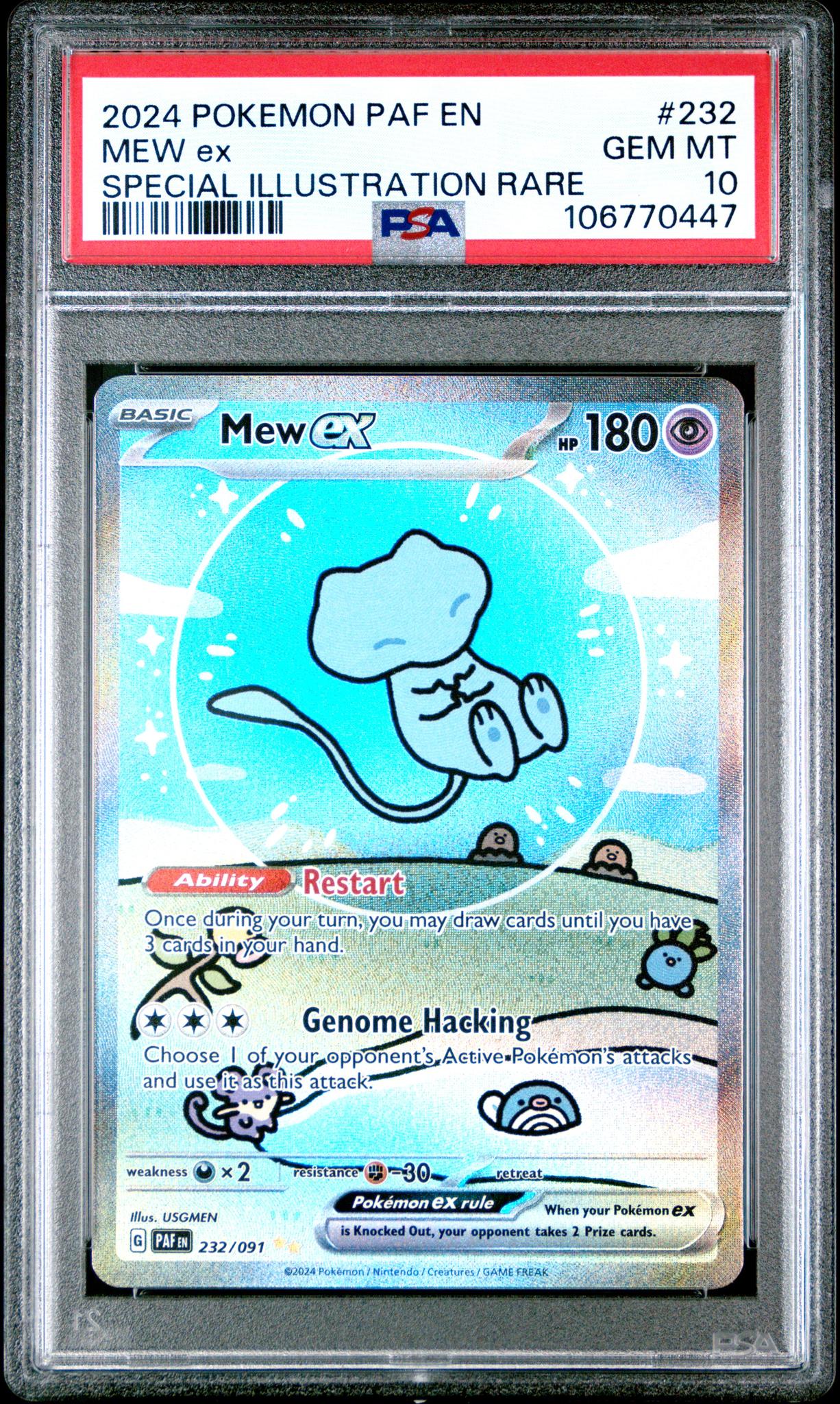 2024 Pokemon Scarlet and Violet Paldean Fates Special Illustration Rare Mew Ex #232 PSA 10