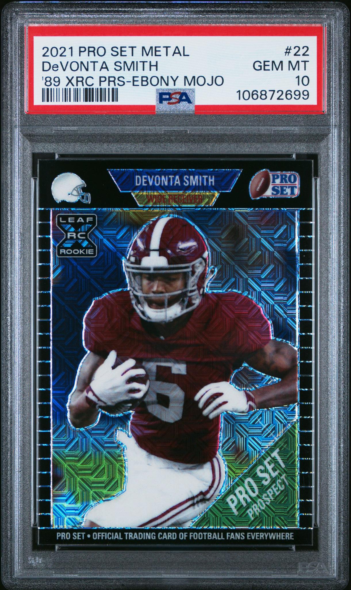 2021 Leaf Pro Set Metal '89 XRC Ebony Mojo DeVonta Smith #22 RC PSA 10
