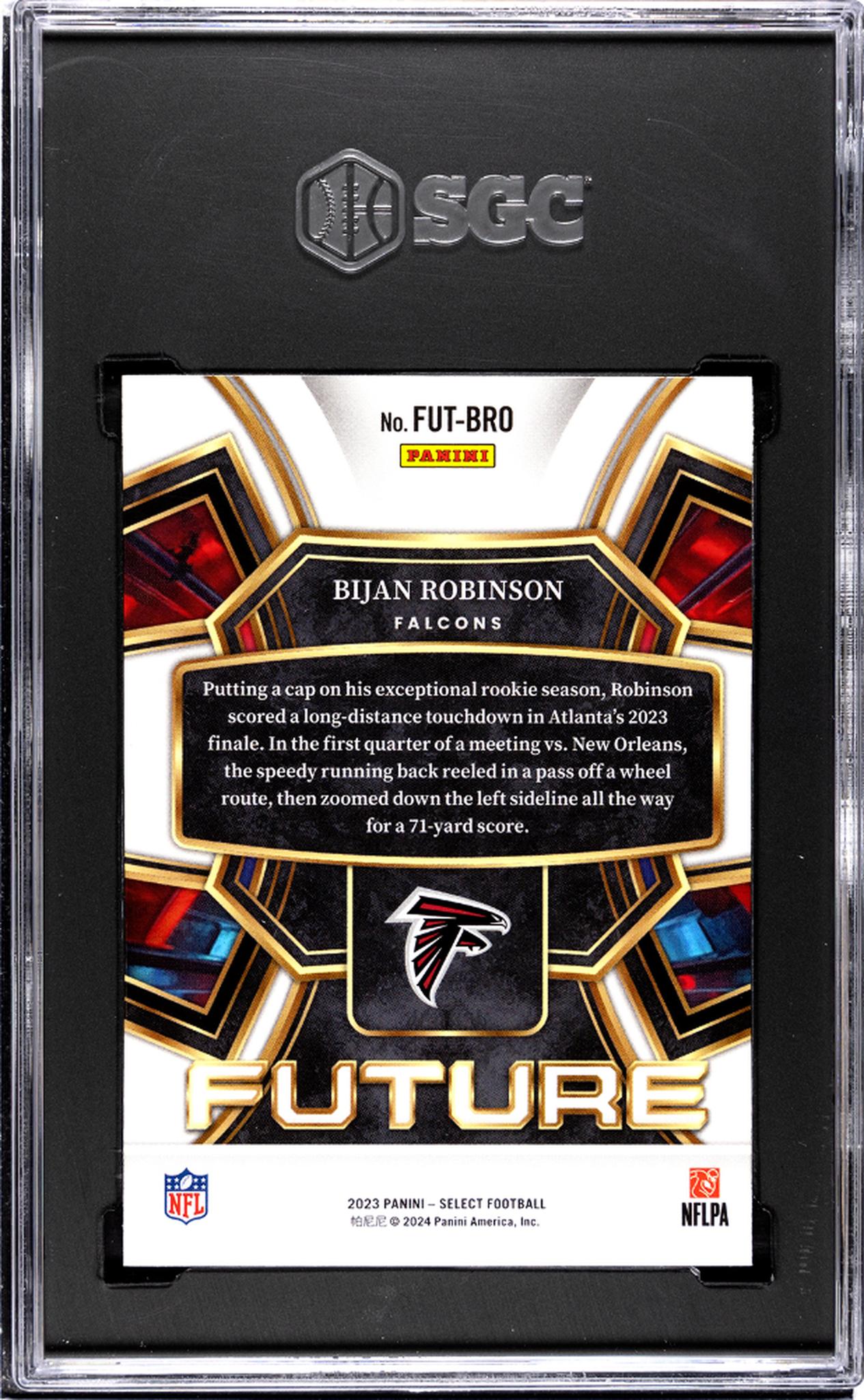 2023 Panini Select #FUT-BRO Bijan Robinson Future SGC 9.5