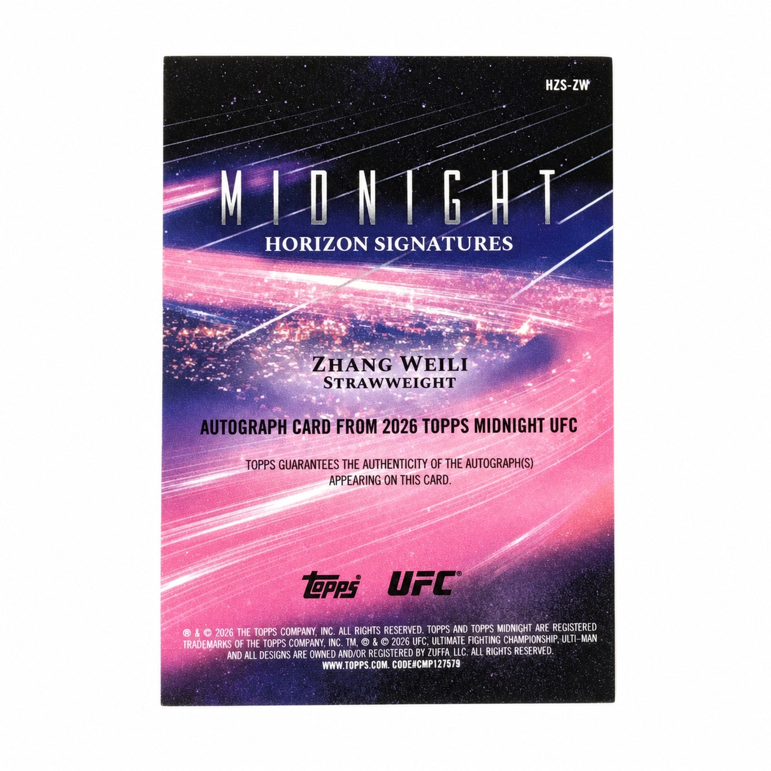 2026 Topps Midnight UFC Zhang Weili Auto #HZS-ZW Horizon Signatures /12 Auto
