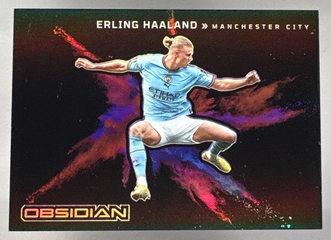 2022-23 Panini Obsidian Erling Haaland #7 Colorblast SSP Black Man City