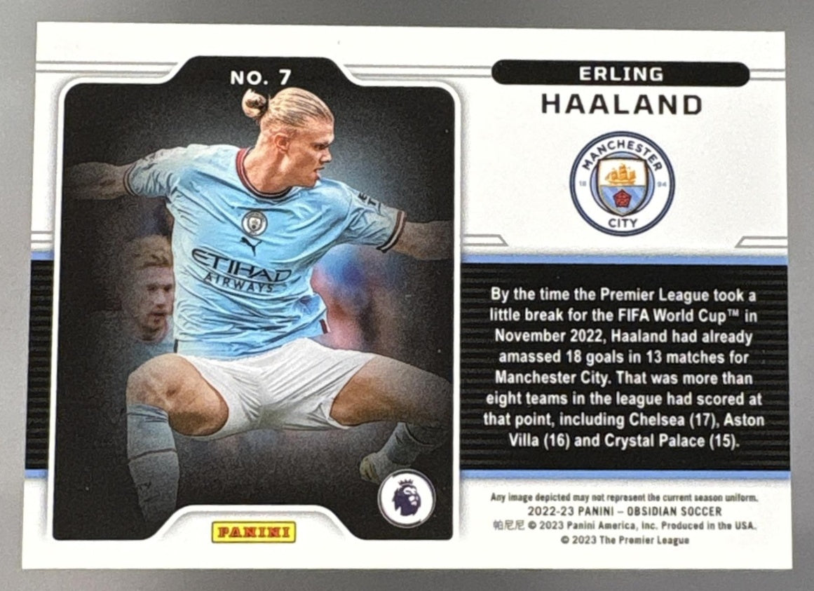 2022-23 Panini Obsidian Erling Haaland #7 Colorblast SSP Black Man City