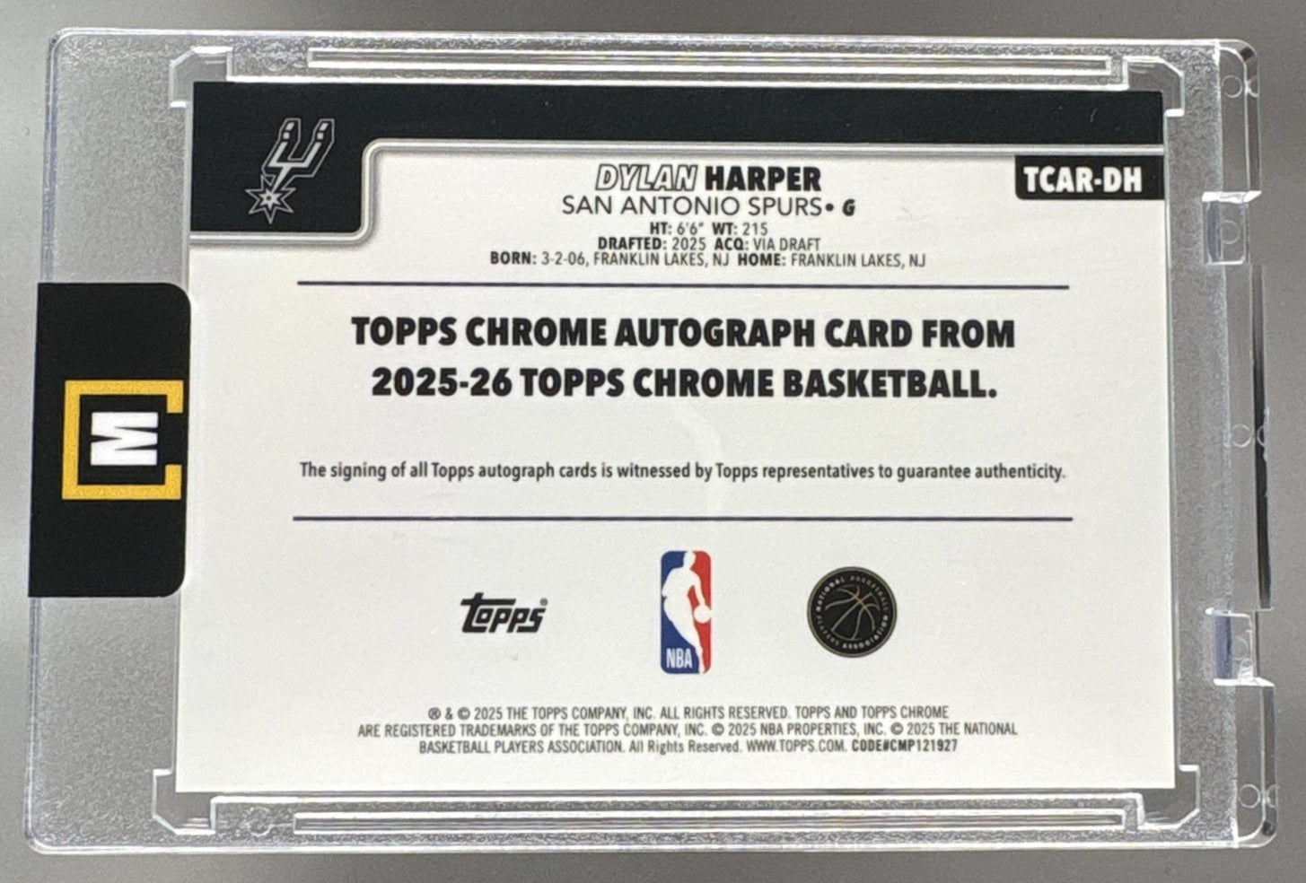 2025 Topps Chrome #TCAR-DH Dylan Harper Rookie RC Auto