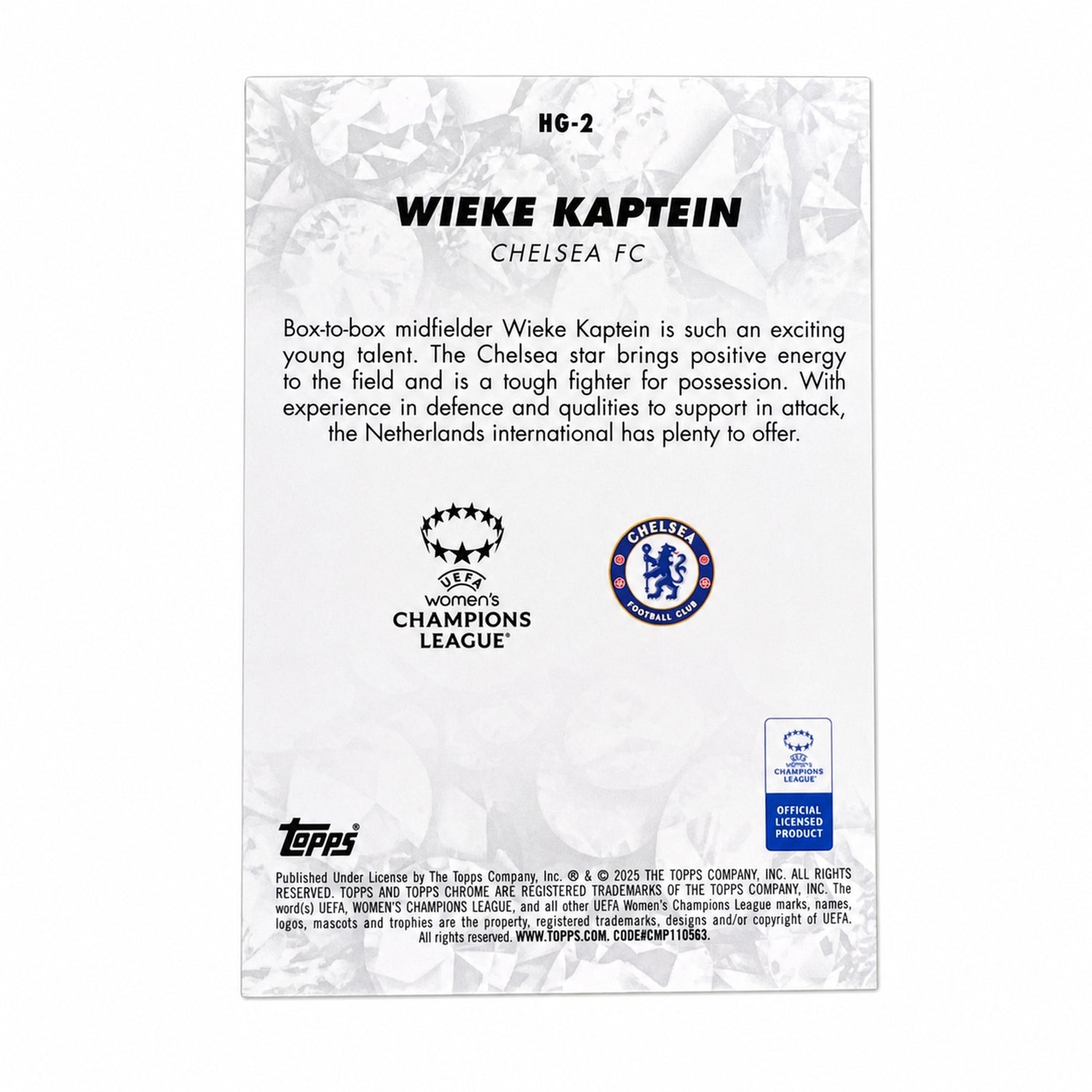 2025-26 Topps Chrome #HG-2 Wieke Kaptien Hidden Gems Rookie RC SSP