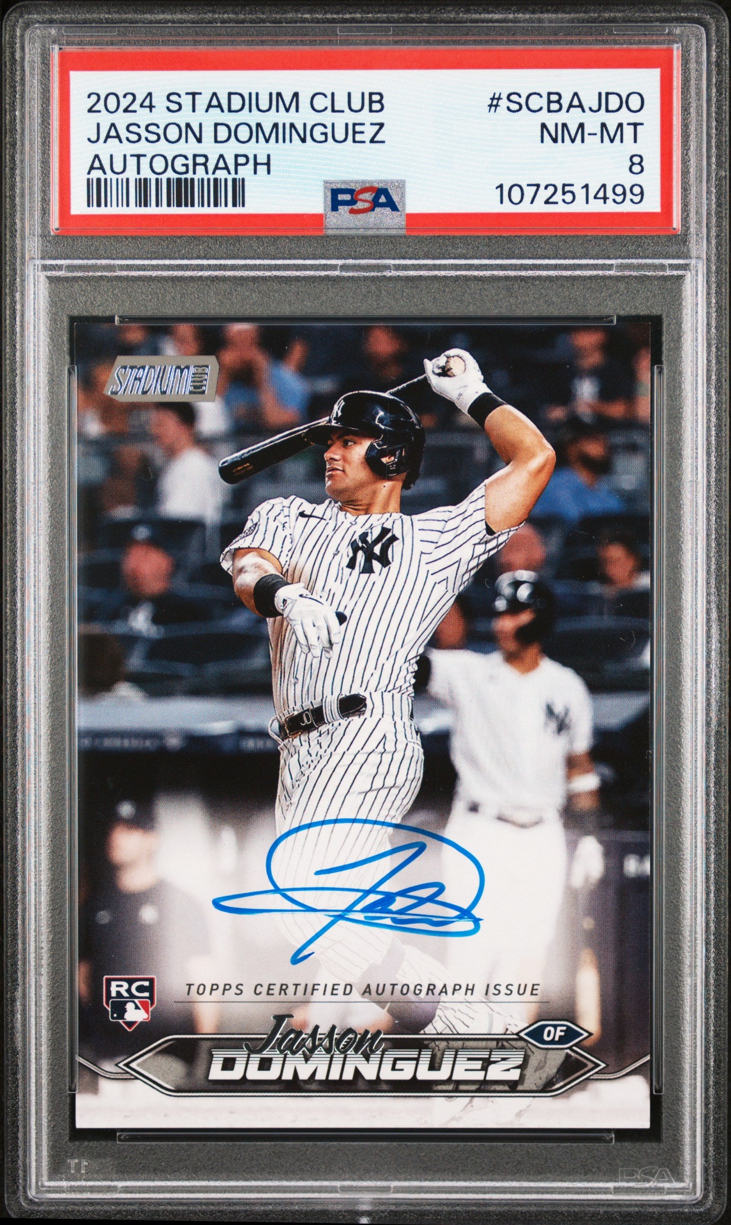 2024 Topps Stadium Club Autograph Jasson Dominguez #SCBA-JDO RC Auto PSA 8