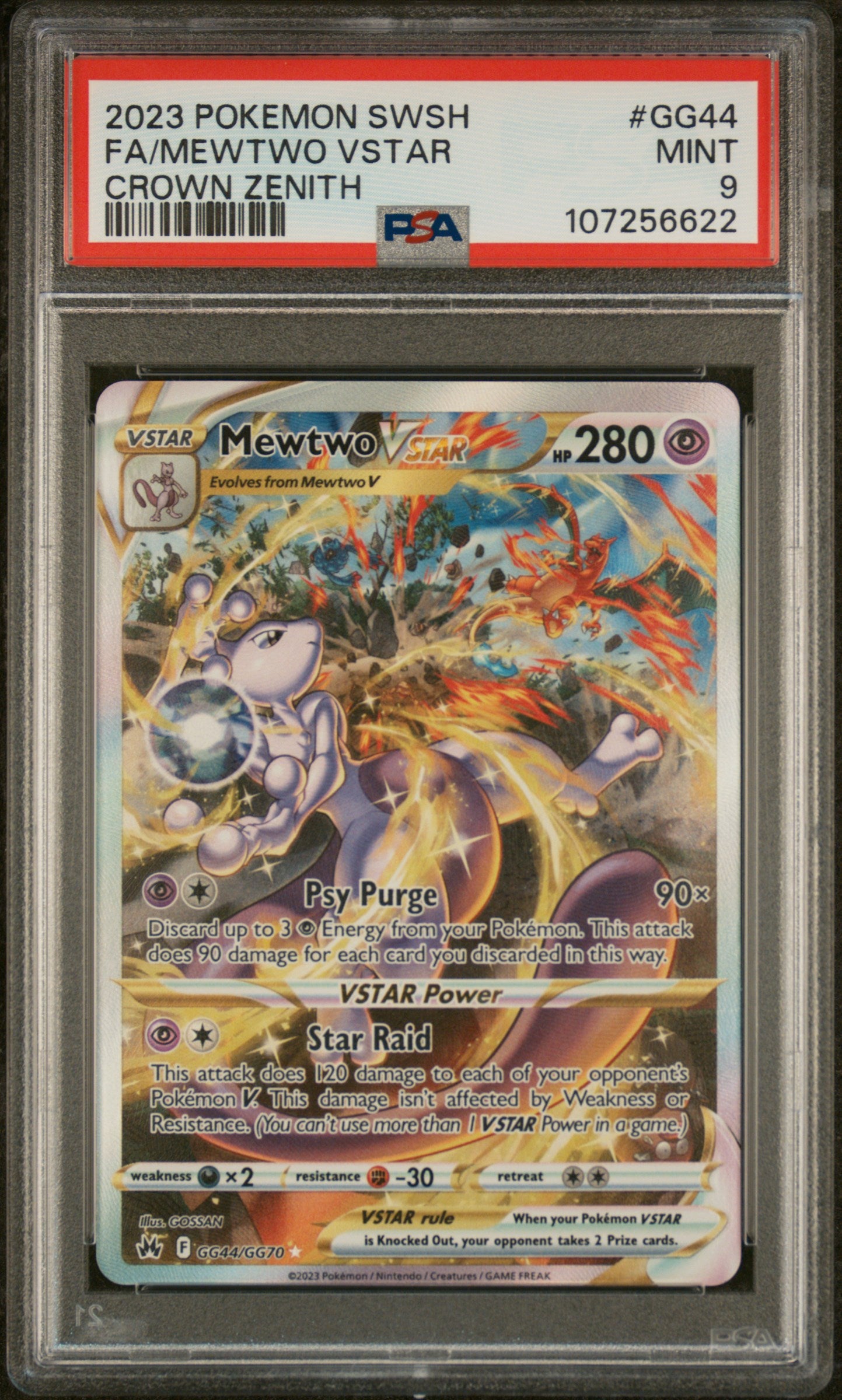 2023 Pokémon Sword & Shield Crown Zenith Galarian Gallery Mewtwo #GG44 PSA 9
