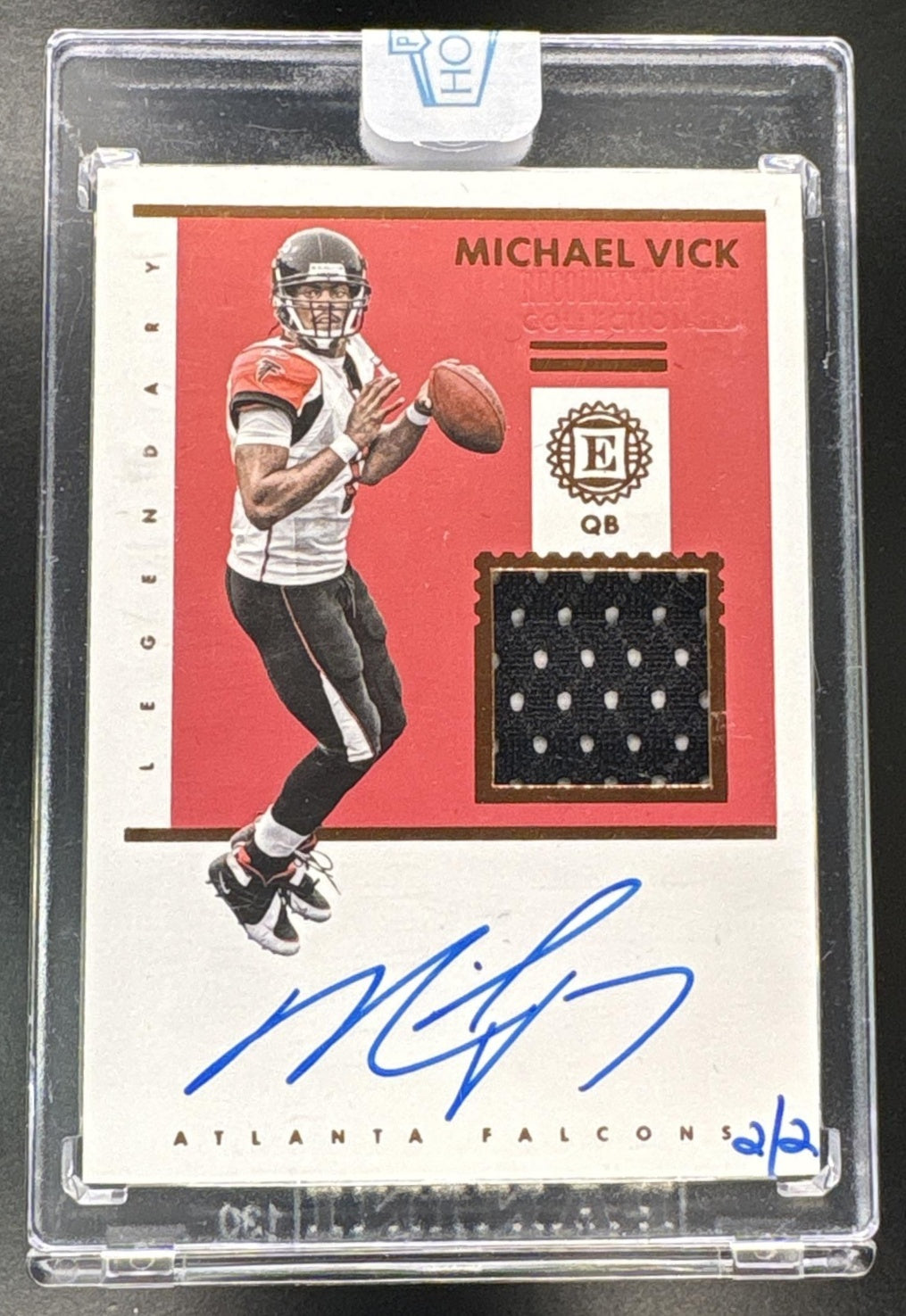 2018 Encased Michael Vick Player-Worn Patch Auto Hand-Numbered /2