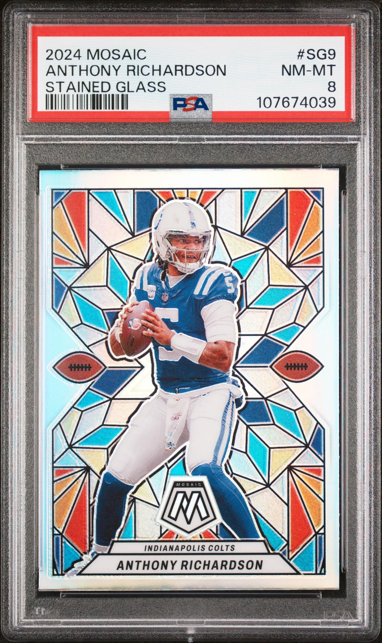 2024 Panini Mosaic Stained Glass Anthony Richardson #SG-9 PSA 8