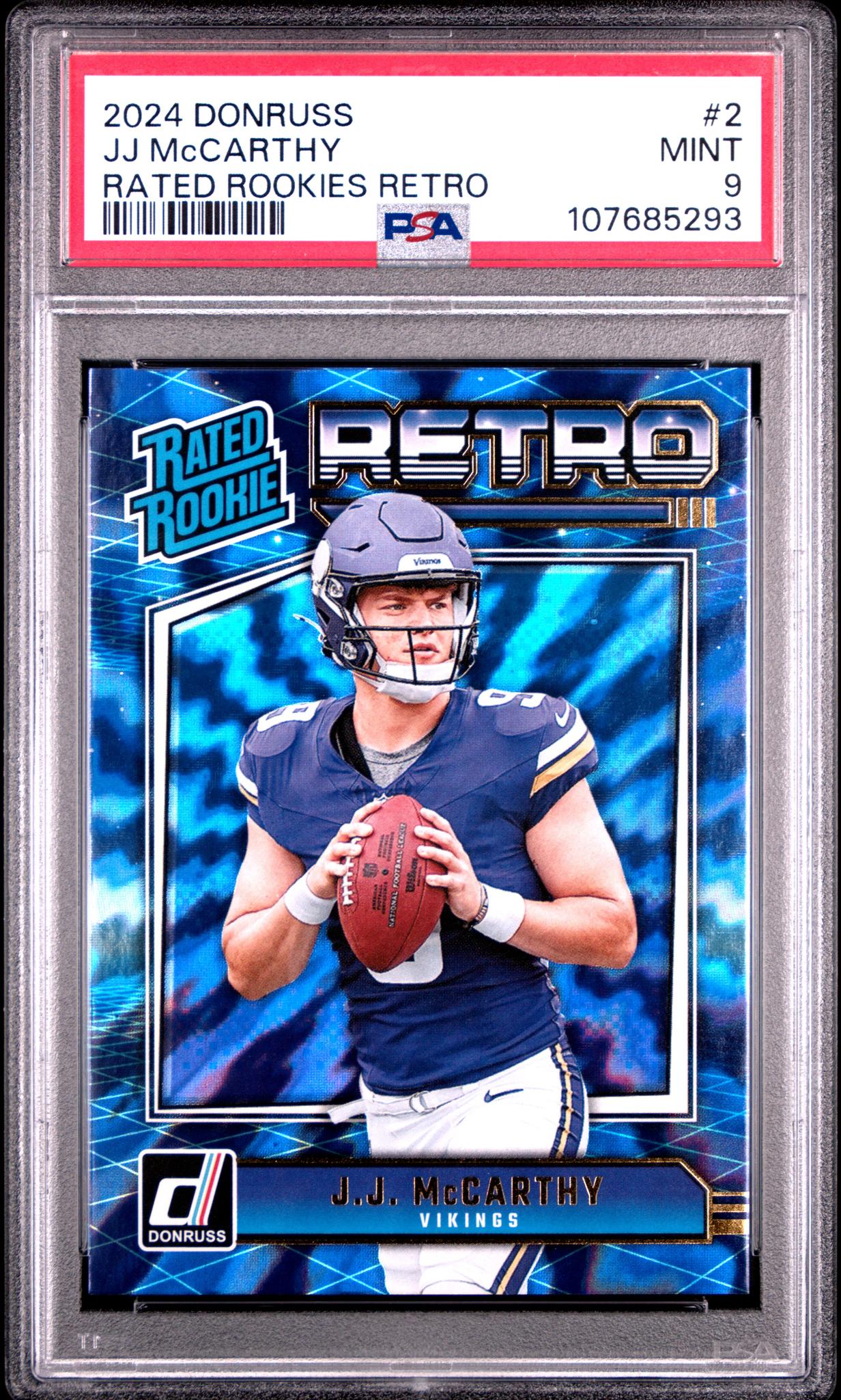 2024 Panini Donruss Rated Rookies Retro J.J. McCarthy #2 RC PSA 9