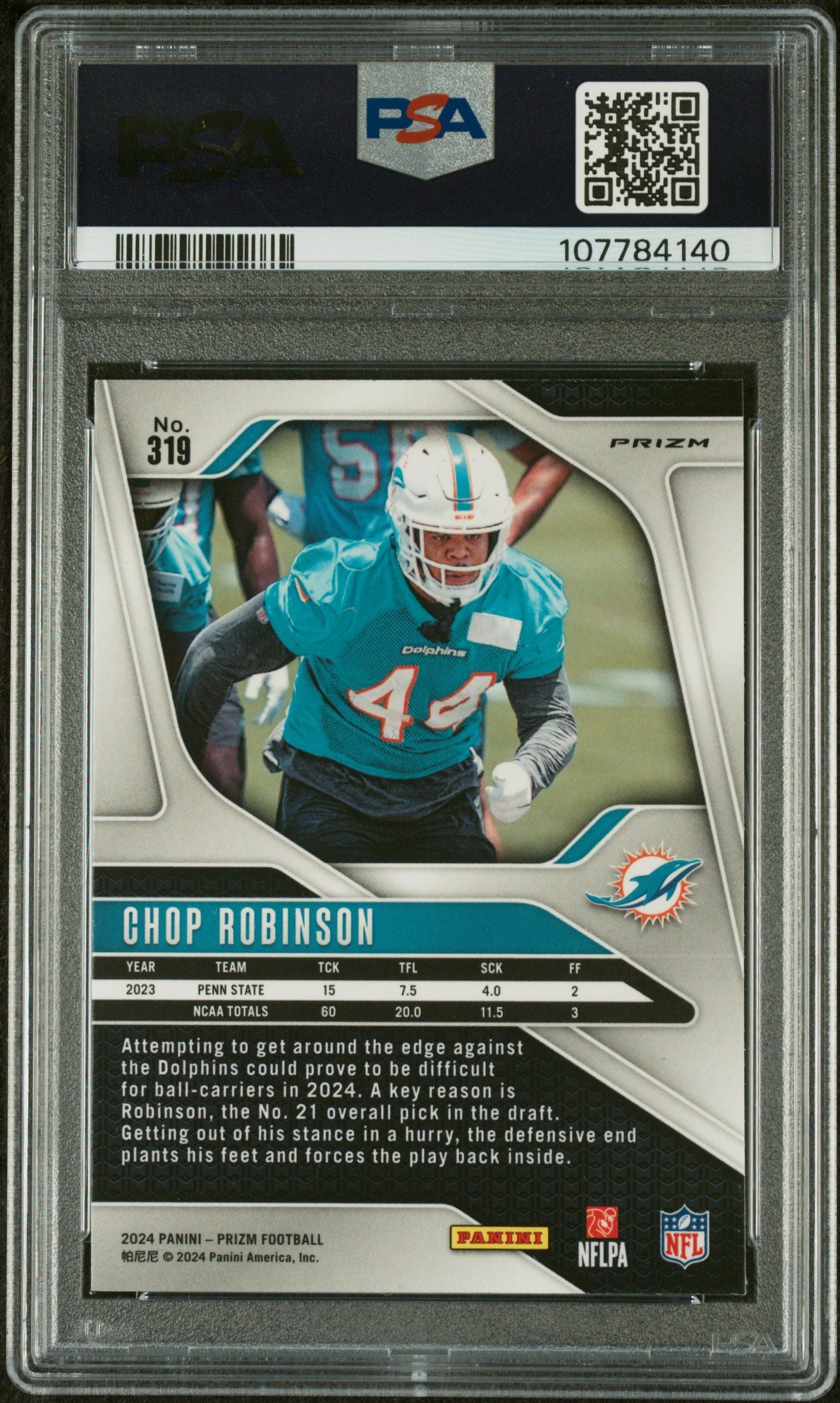 2024 Prizm #319 Chop Robinson PSA 10