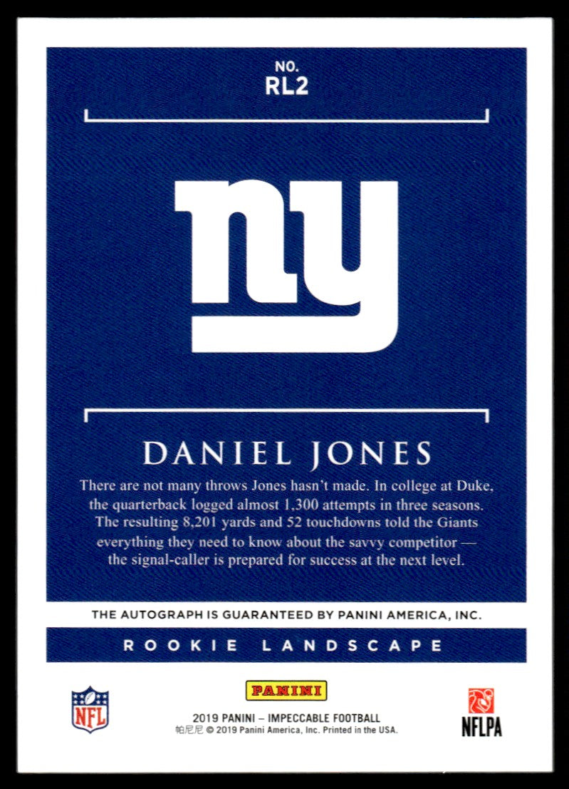 2019 Impeccable Daniel Jones Rookie RC Landscape SSP Auto /10