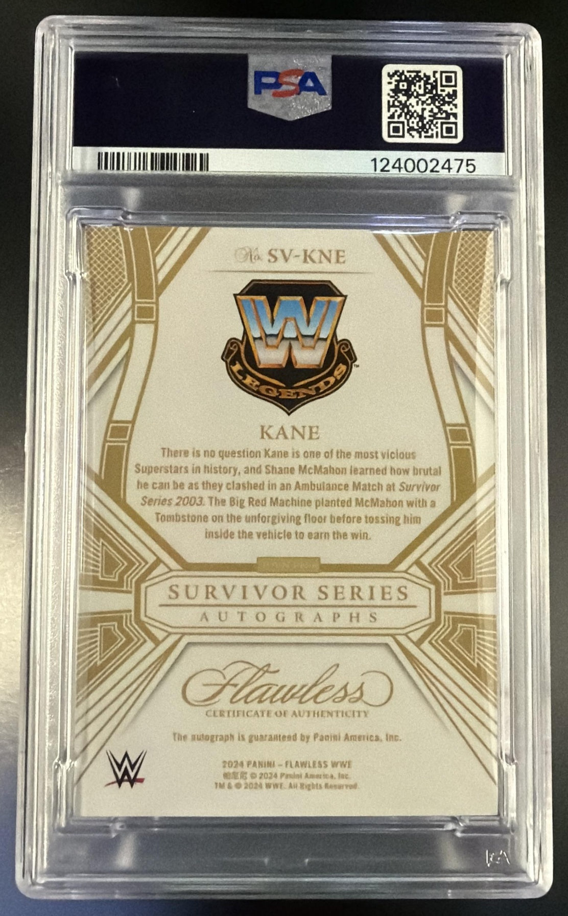 2024 Panini Flawless WWE Flawless Survivor Series Autographs Sapphire Kane #SVKNE /20 PSA 8