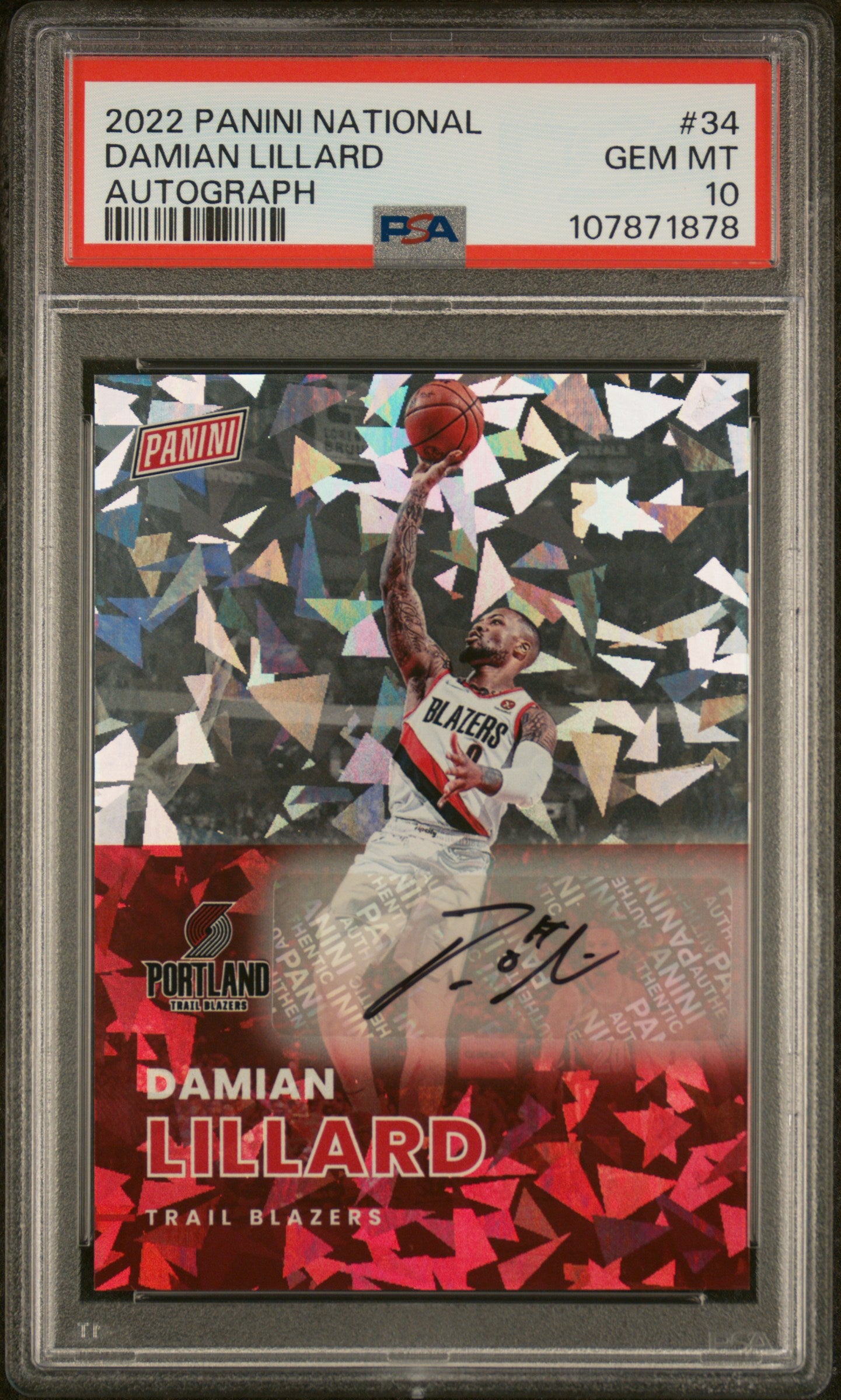 2022 Panini The National Damian Lillard #34 Auto /10 PSA 10 Auto 10