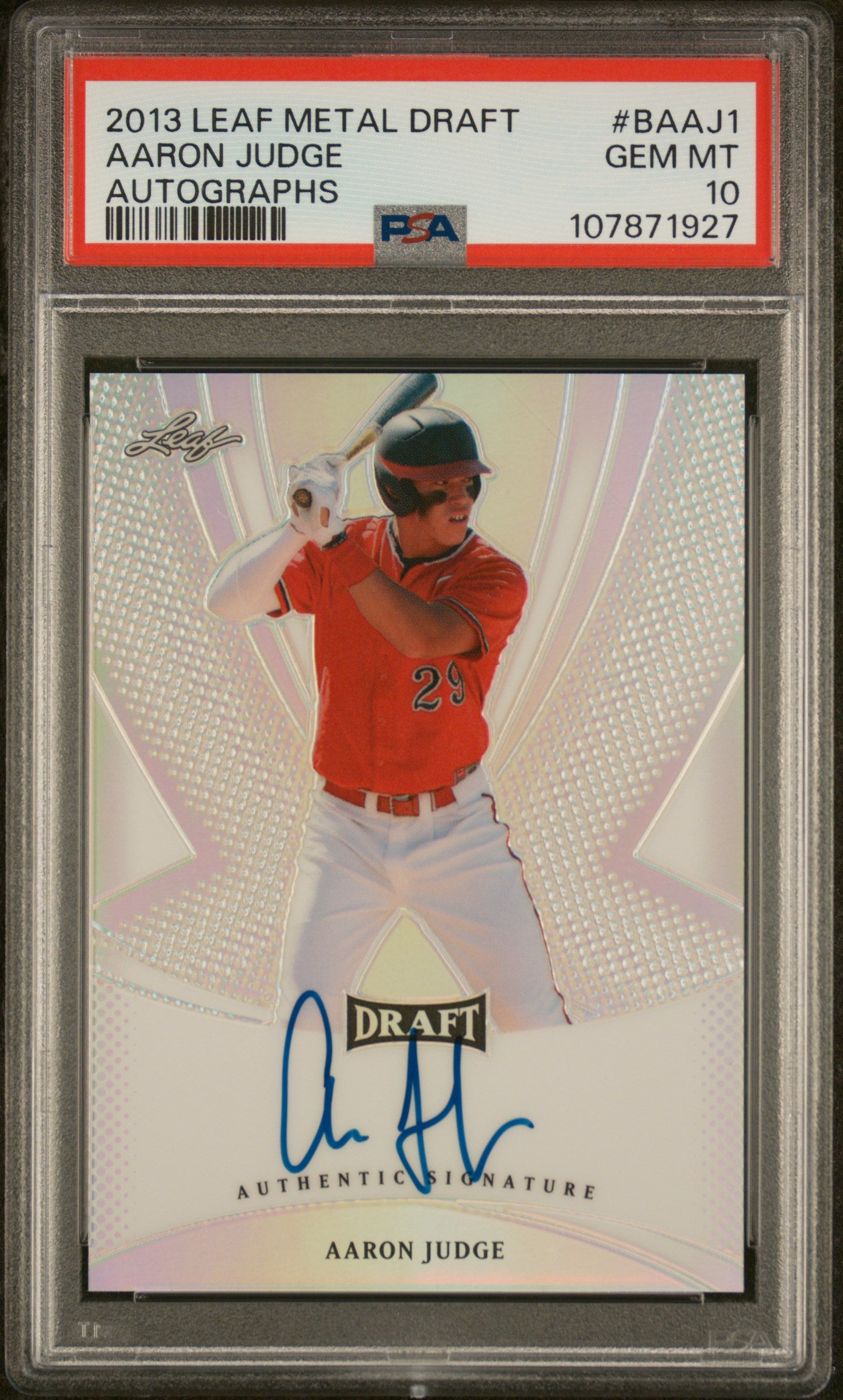 2013 Leaf Metal Draft Aaron Judge #BAAJ1 Auto PSA 10