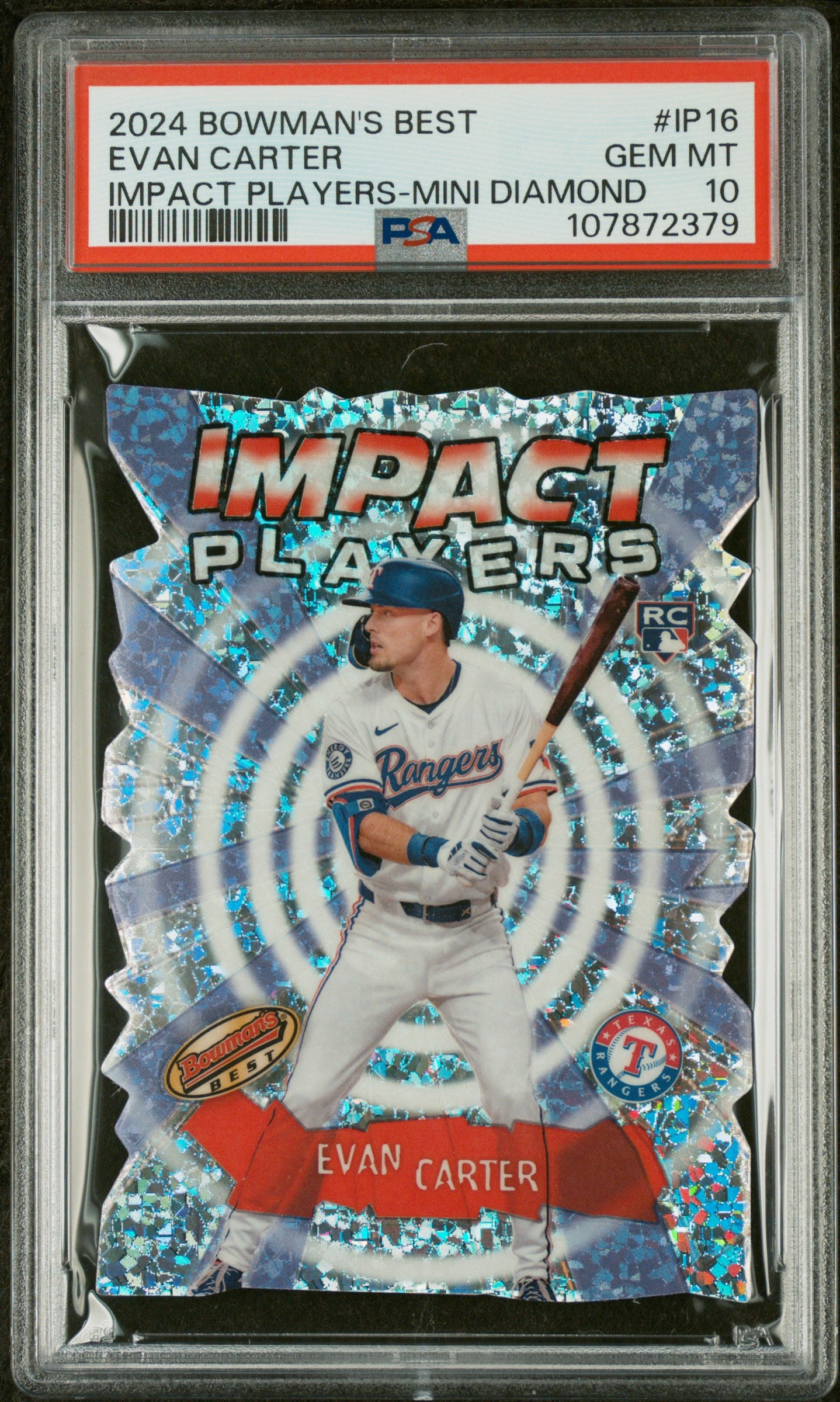 2024 Topps Bowman's Best Impact Players Mini Diamond Evan Carter #IP16 RC PSA 10