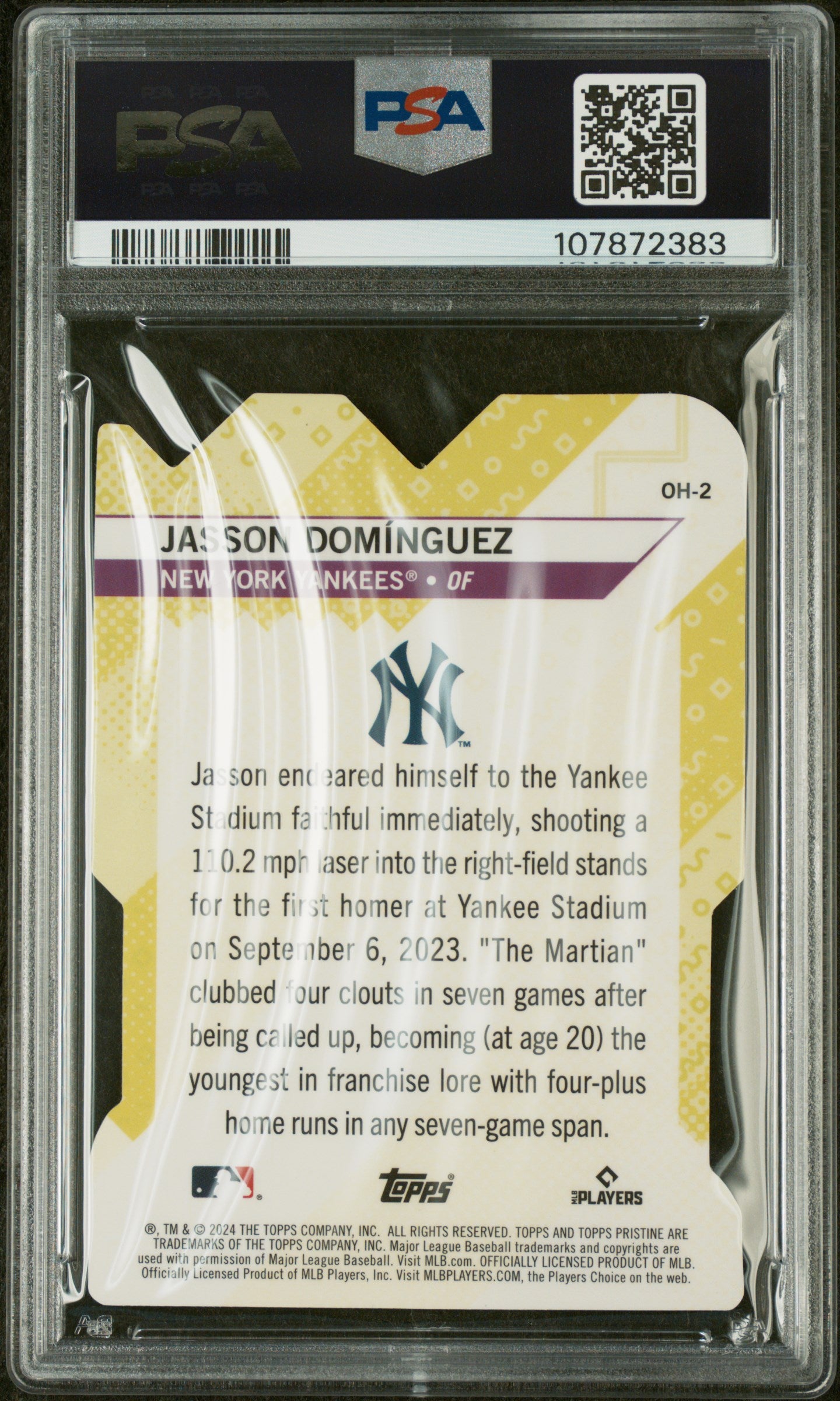 2024 Topps Pristine Oh Snap! Jasson Dominguez #OH-2 RC PSA 10