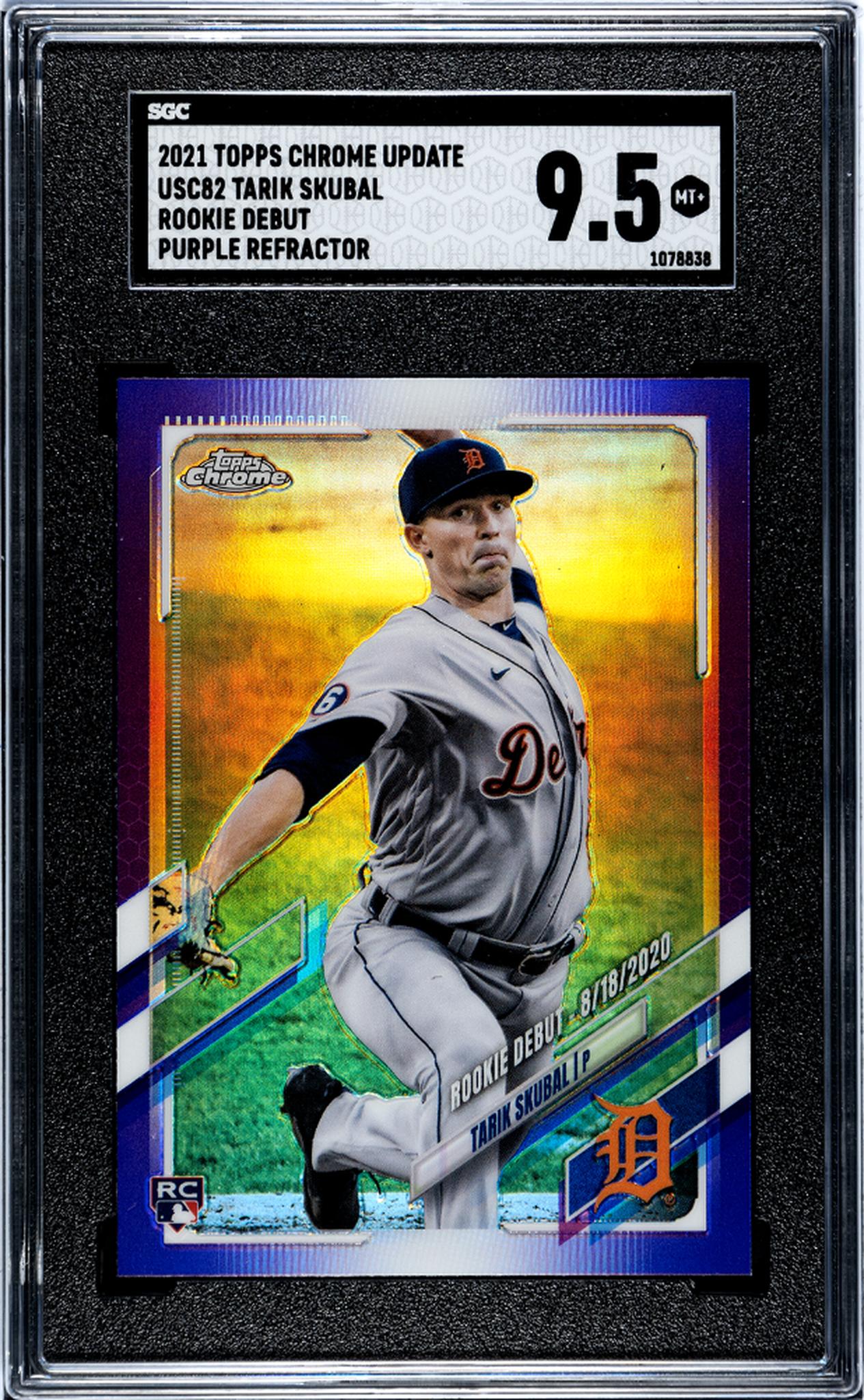 2021 Topps Chrome Update #USC82 Tarik Skubal Rookie Debut Purple Refractor SGC 9.5
