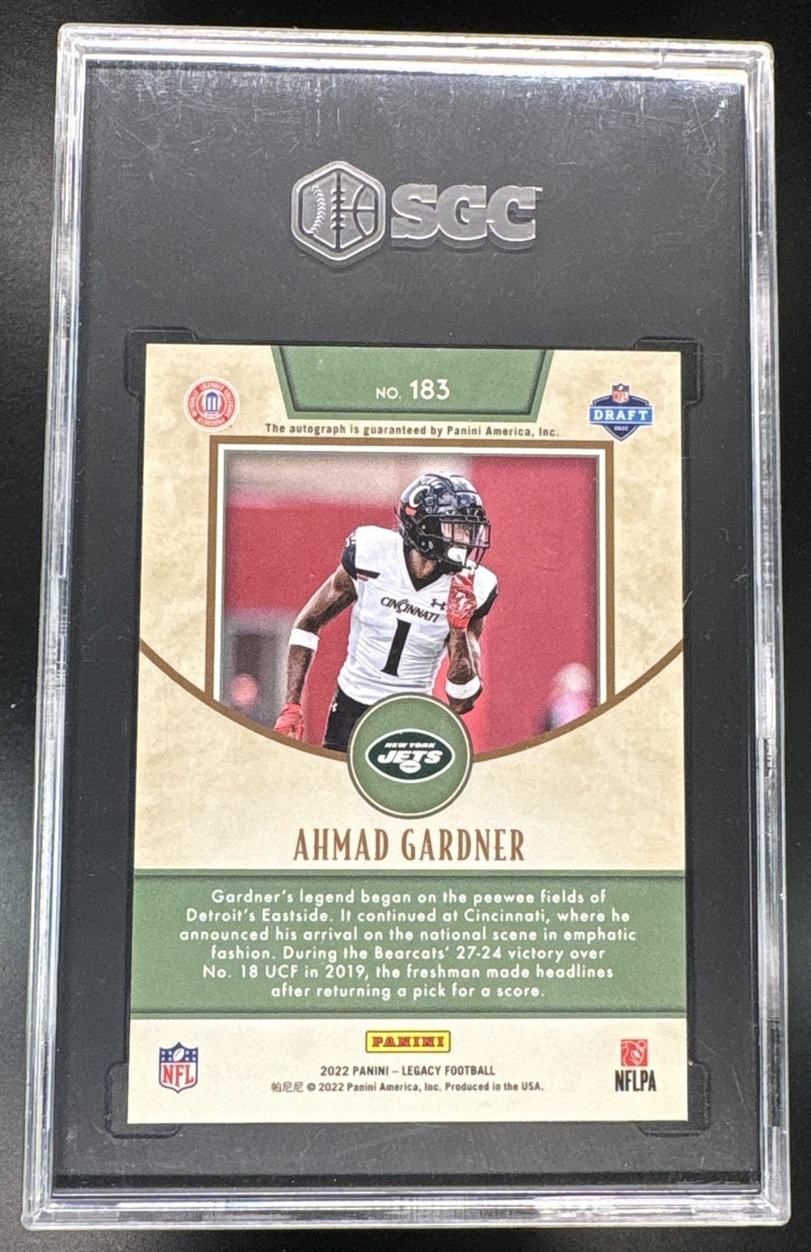 2022 Legacy #183 Ahmad Gardner Rookie Premium Penmanship Auto SGC 9.5 Auto 10