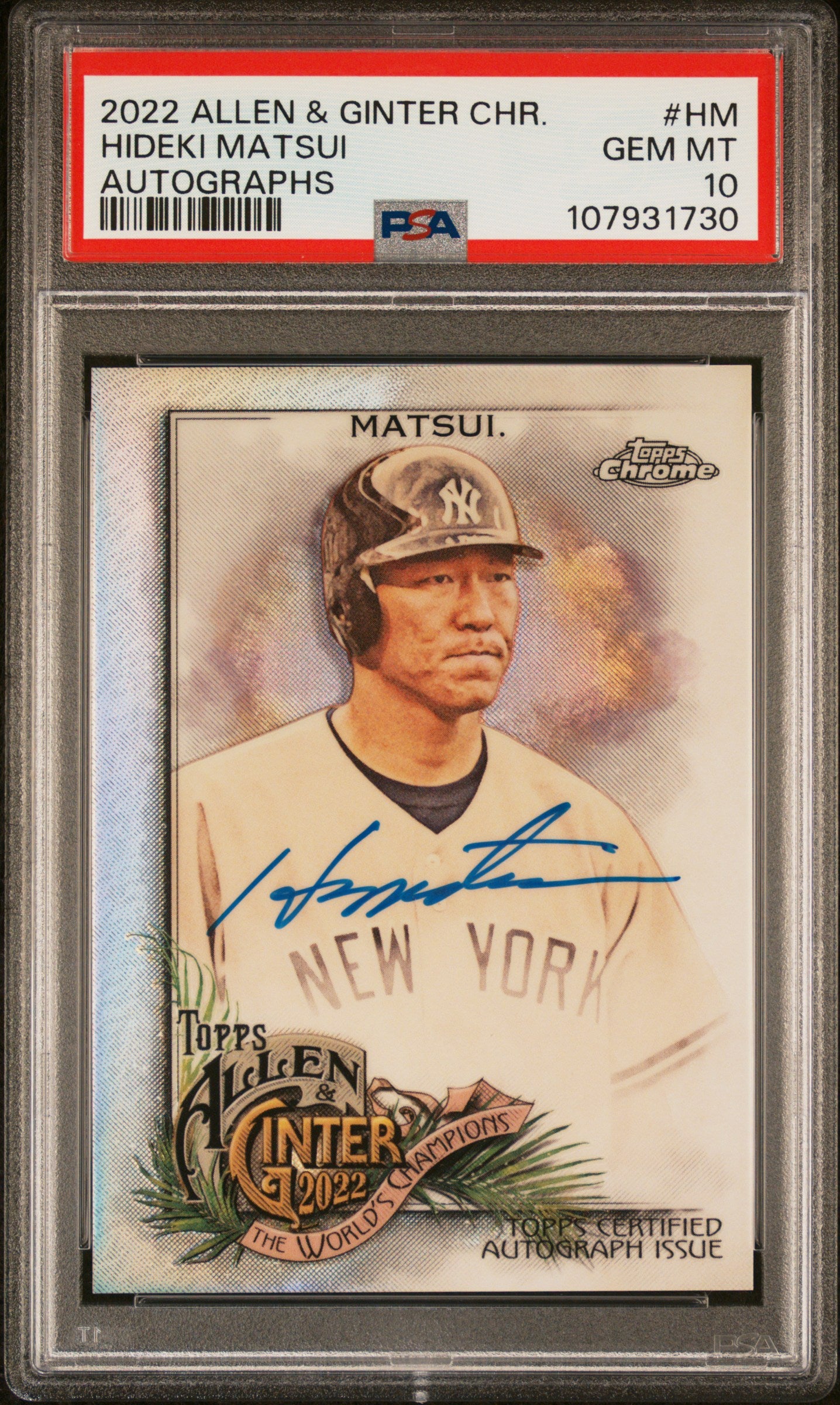 2022 Topps Allen & Ginter Chrome Autographs Autographs Hideki Matsui #HM PSA 10