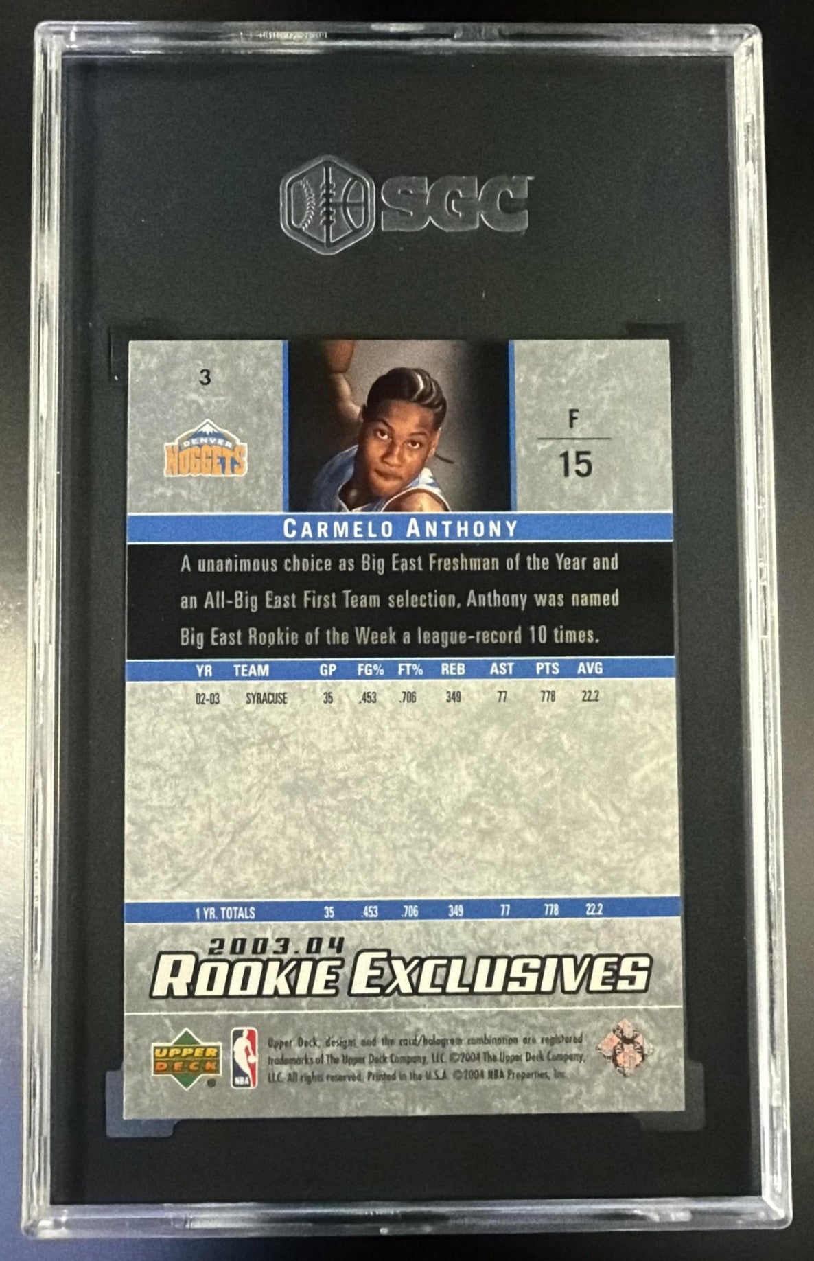 2003-04 Upper Deck 3 Carmelo Anthony