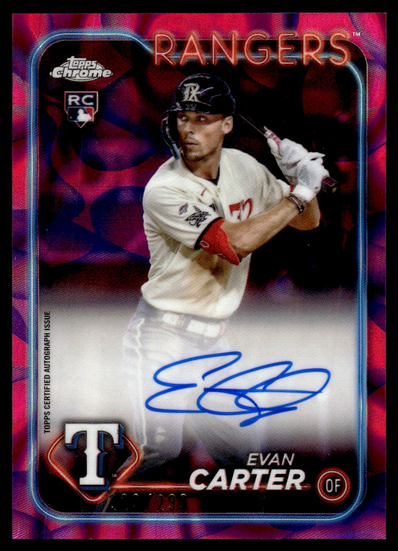 2023 Topps Chrome #RA-EC Evan Carter Rookie /299 Auto Rangers