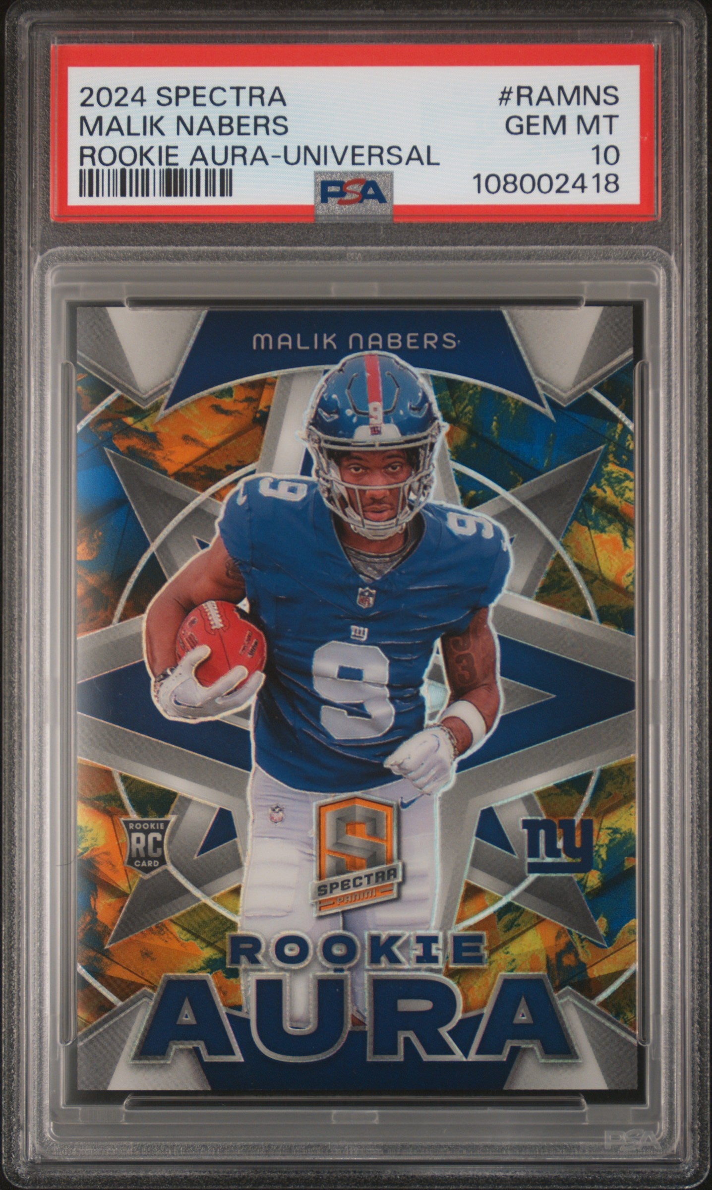 2024 Spectra #RA-MNS Malik Nabers Rookie Aura-Universal /10 PSA 10