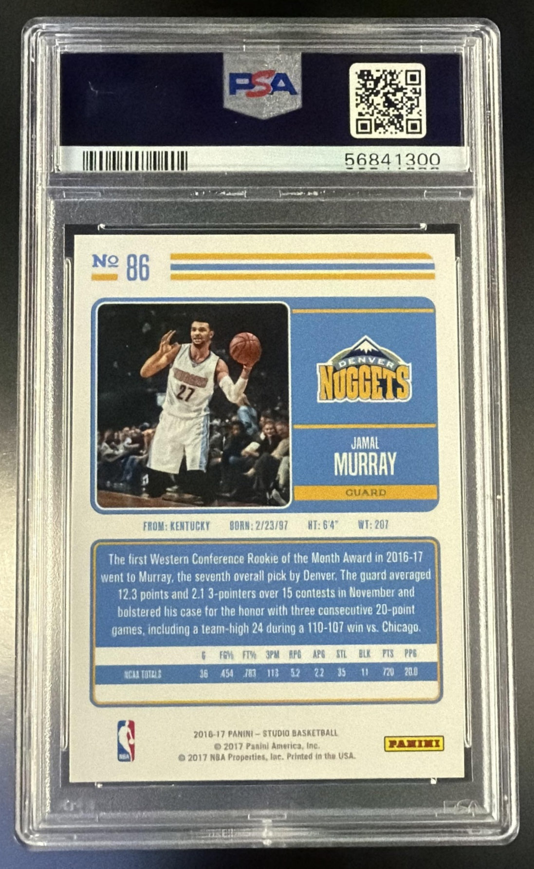 2016 Panini Studio Jamal Murray #86 PSA 10