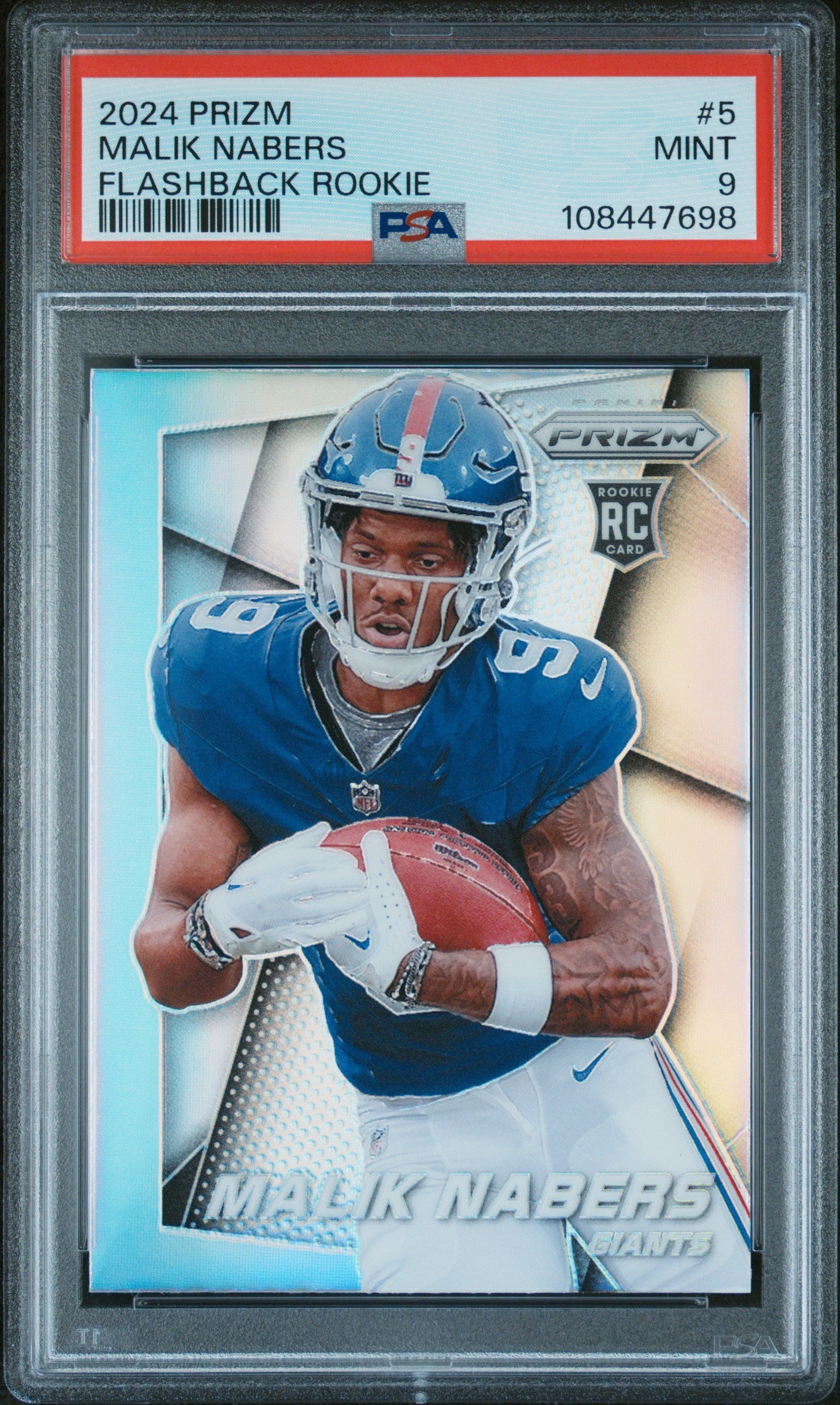 2024 Panini Prizm Flashback Rookie Malik Nabers #5 RC PSA 9