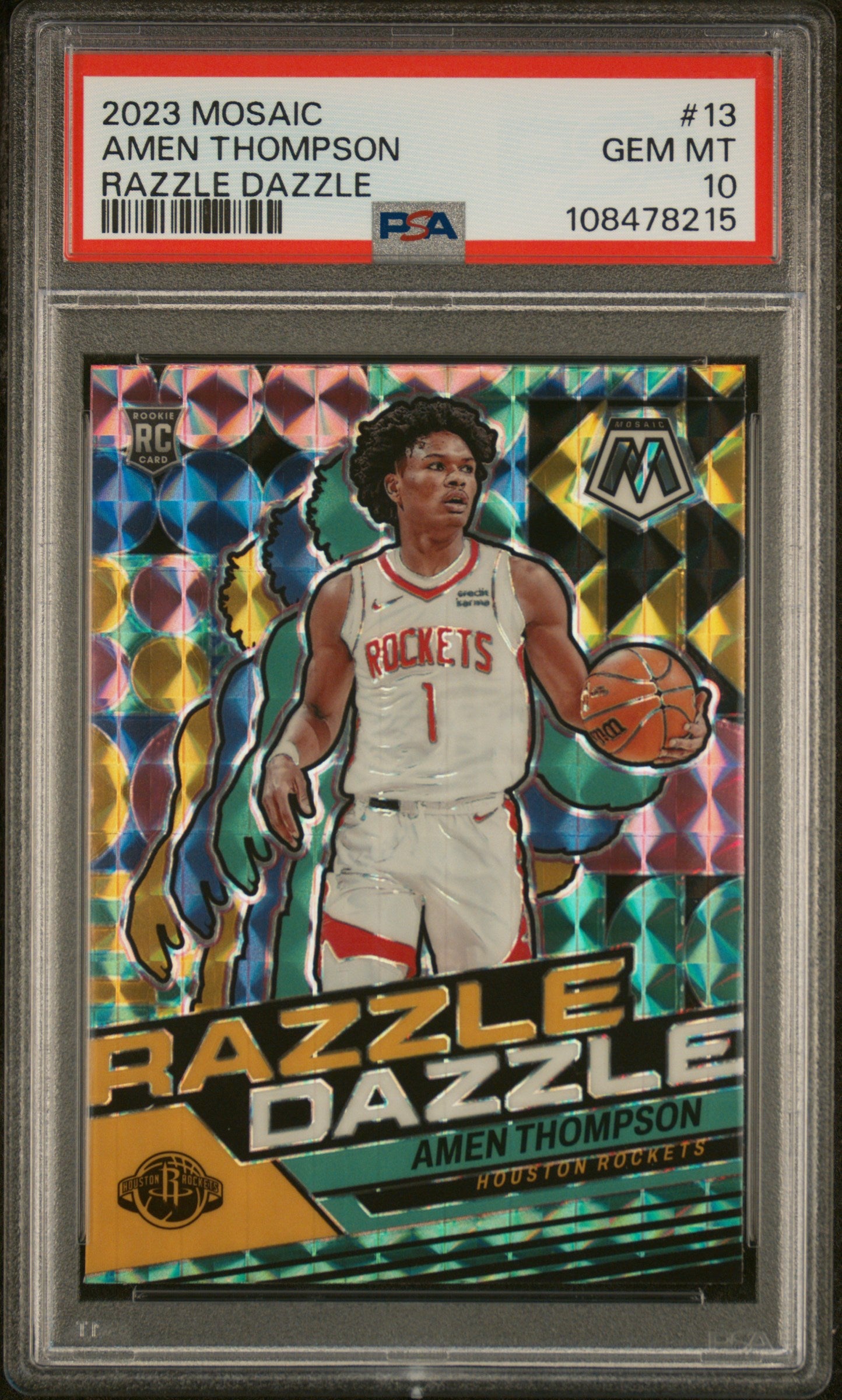 2023 Panini Mosaic Razzle Dazzle Amen Thompson #13 RC PSA 10