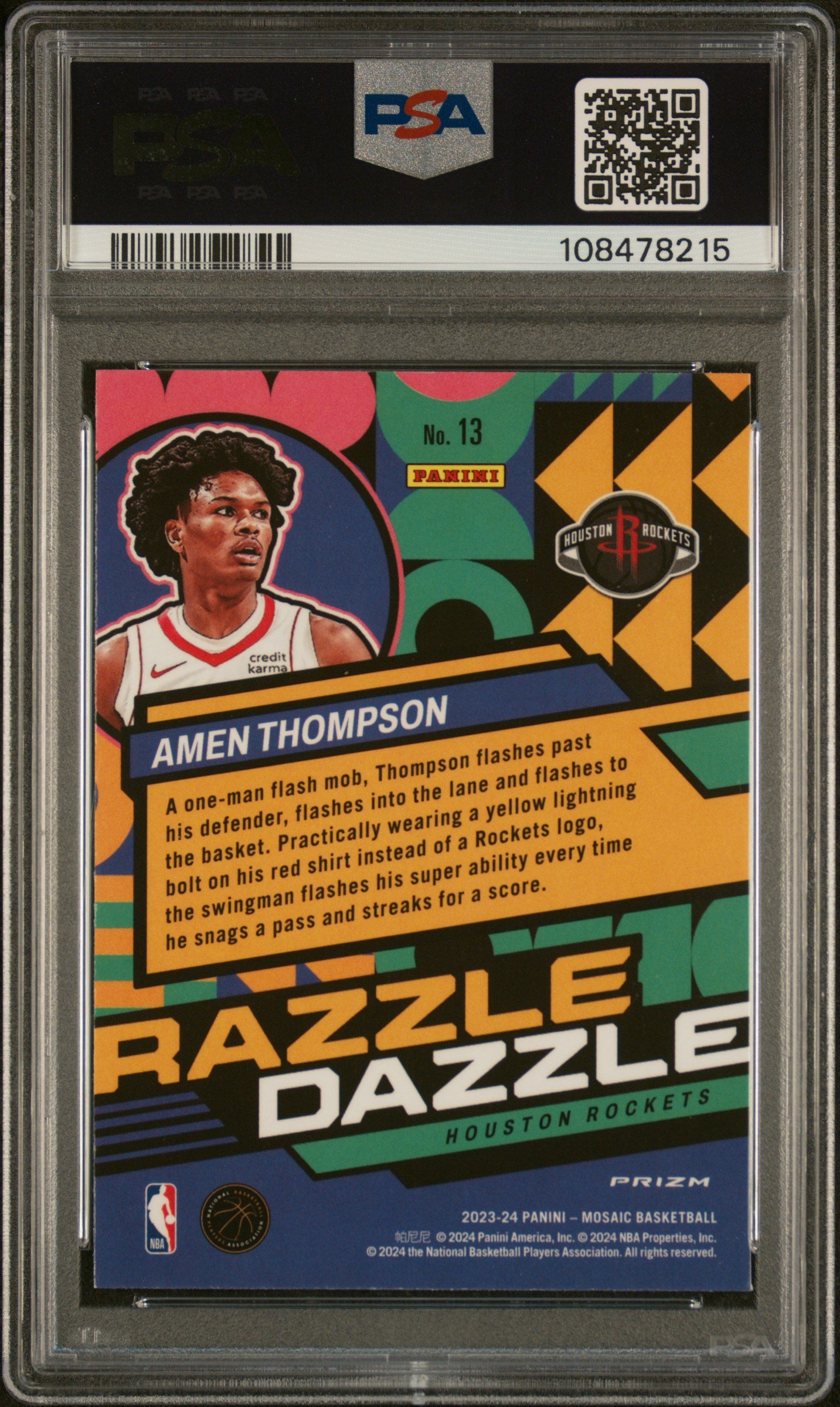 2023 Panini Mosaic Razzle Dazzle Amen Thompson #13 RC PSA 10