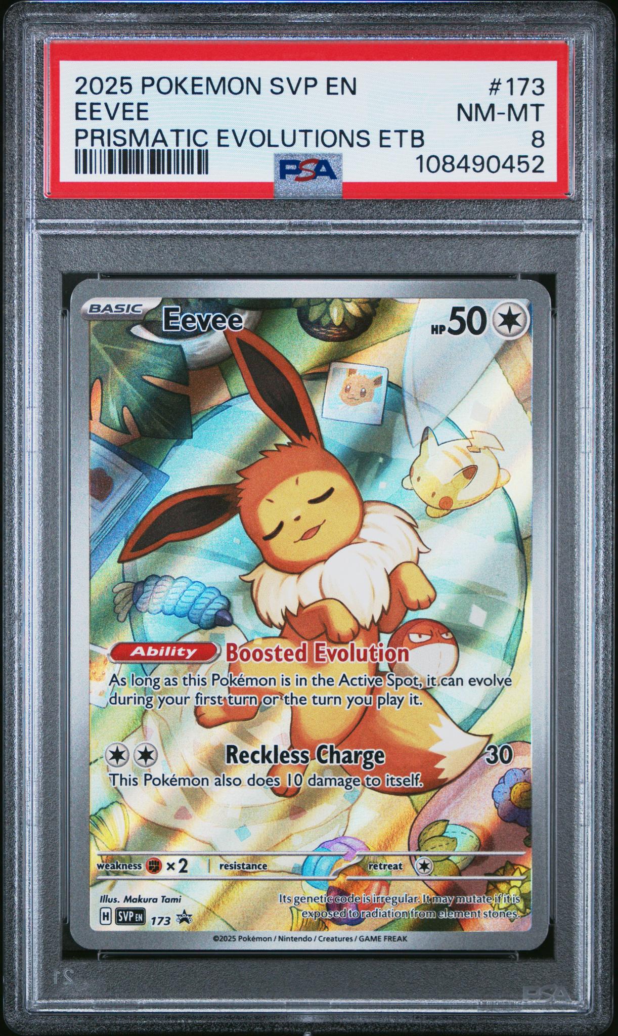 2025 Pokemon #173 Eevee Prismatic Evolutions ETB PSA 8