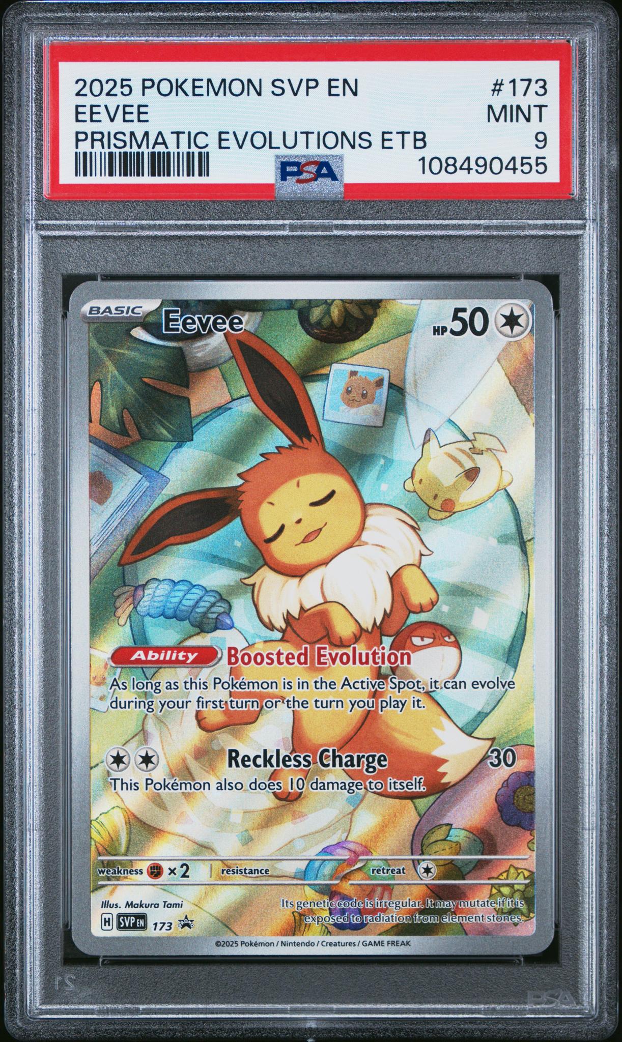 2025 Pokemon #173 Eevee Prismatic Evolutions ETB PSA 9