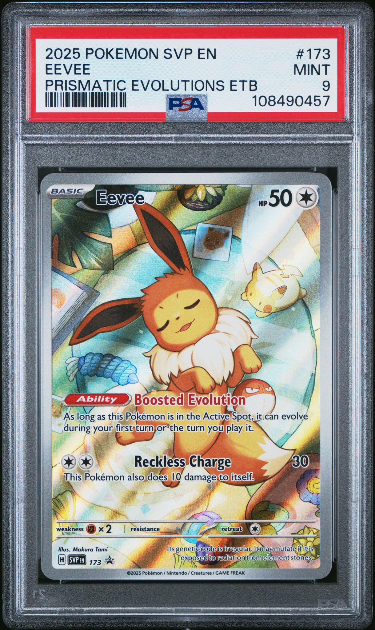 2025 Pokemon SVP Prismatic Evolutions ETB Promo Eevee #173 PSA 9