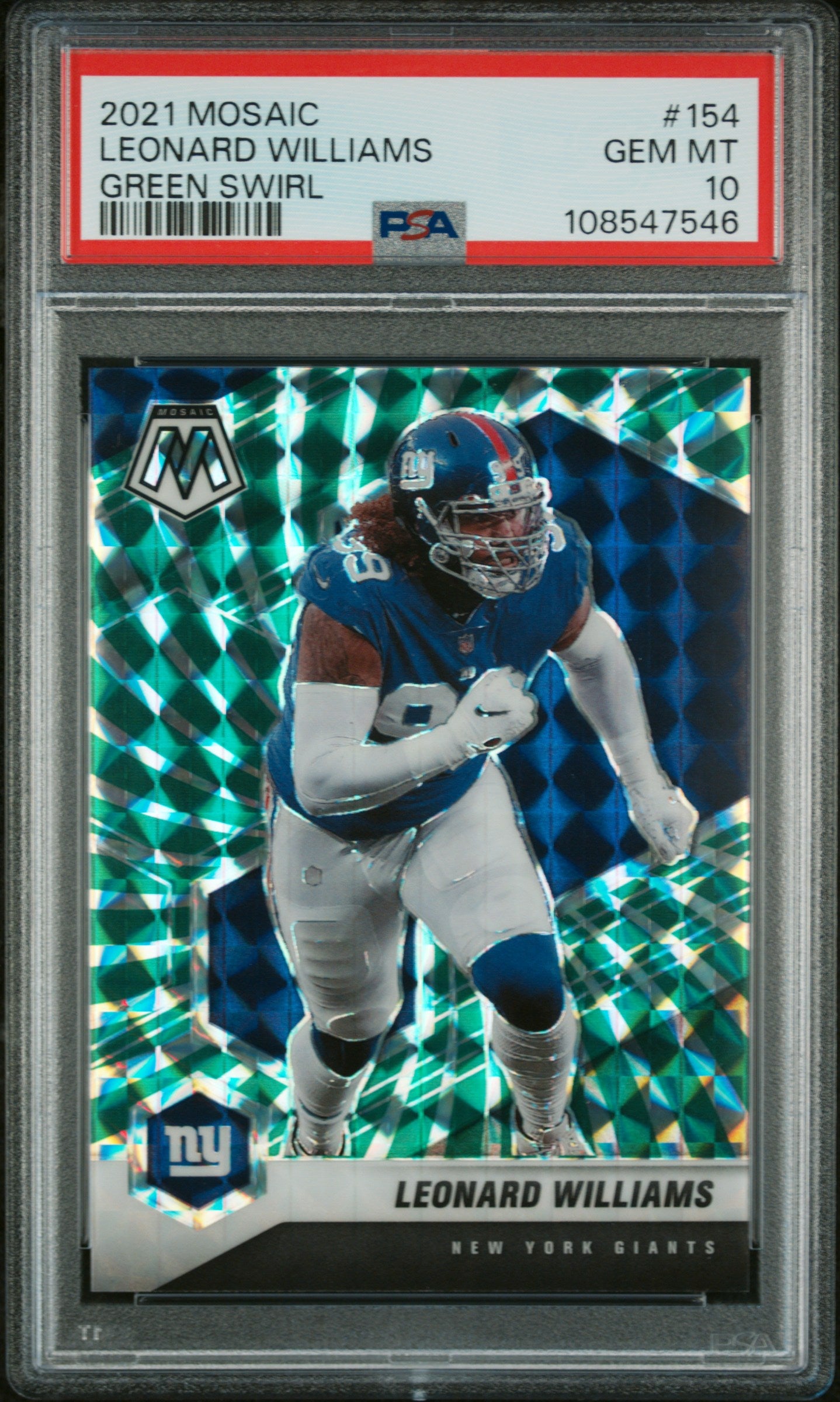 2021 Panini Mosaic #154 Leonard Williams Green Swirl Mosaic /11 PSA 10