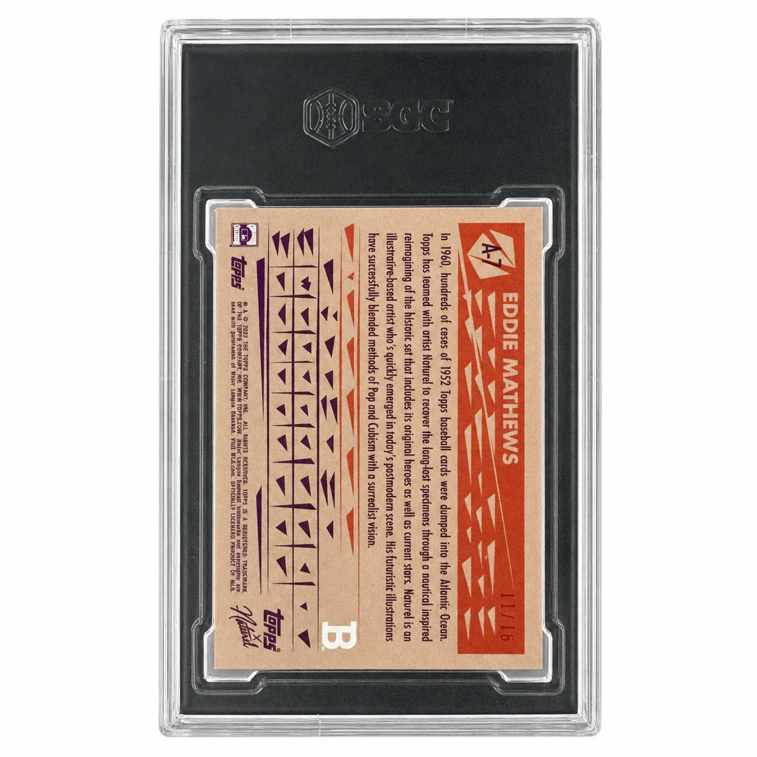2022 Topps X Naturel #A-7 Eddie Mathews Seafoam Foil Encased Art /75 SGC 9.5