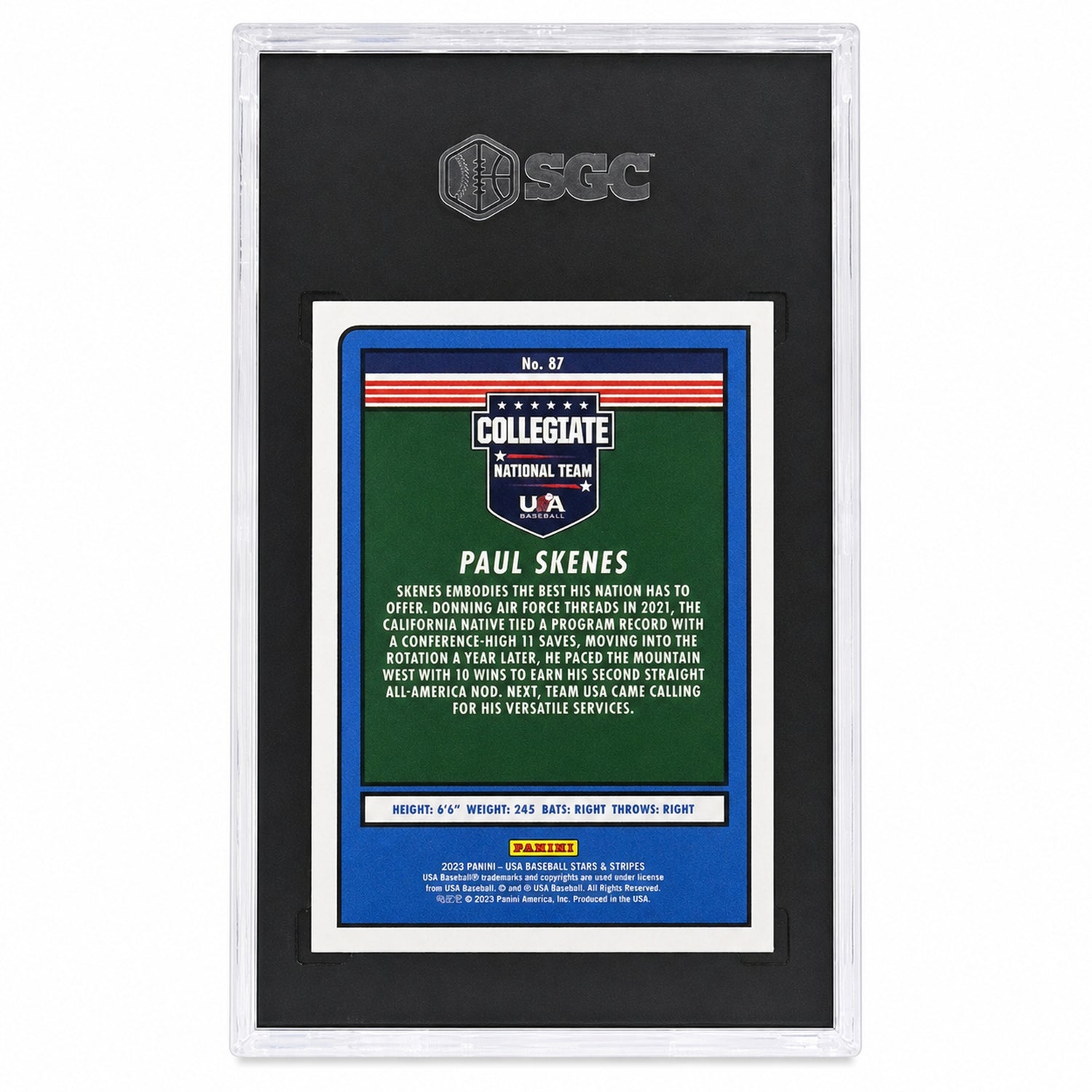 2023 Panini Stars & Stripes #87 Paul Skenes Rookie RC SGC 10
