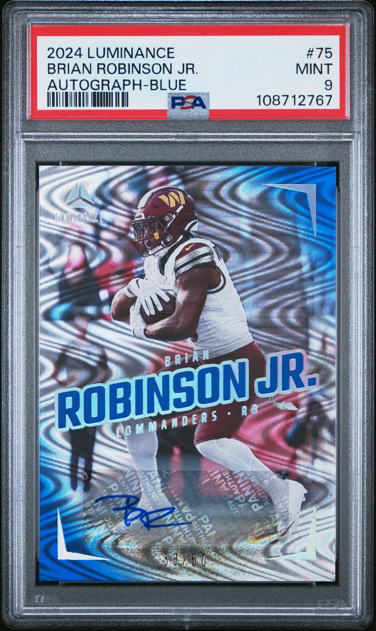 2024 Luminance #75 Brian Robinson Jr. Autograph-Blue /50 Auto PSA 9