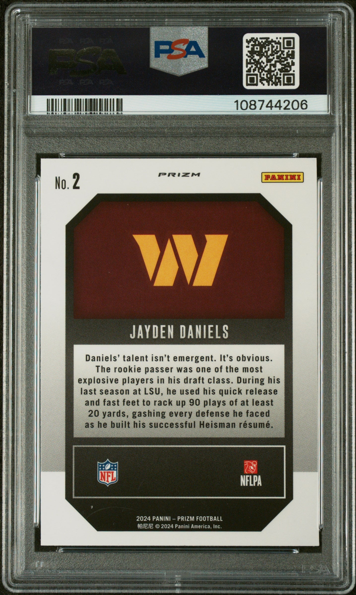 2024 Panini Prizm Emergent Green Wave Jayden Daniels #2 PSA 10 RC