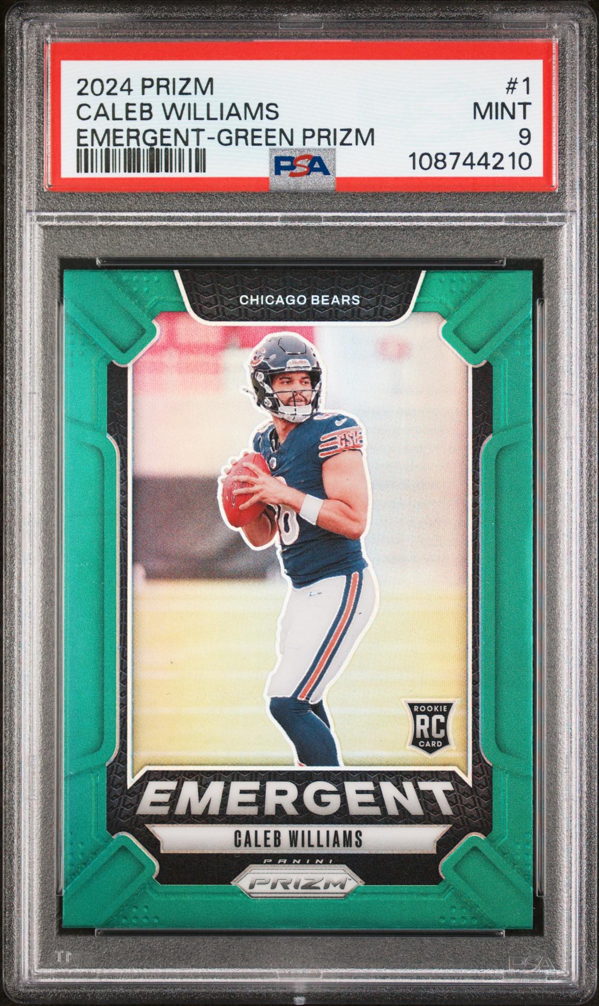 2024 Panini Prizm Emergent Caleb Williams #1 Green Prizm PSA 9 RC