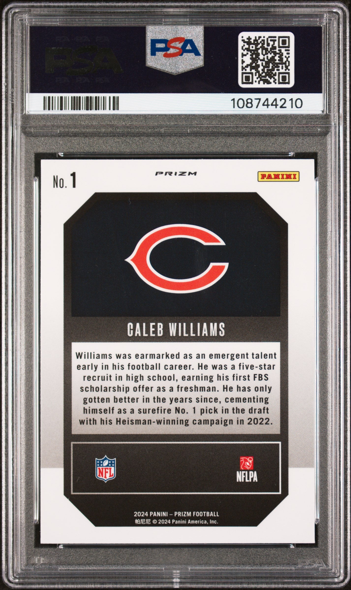 2024 Panini Prizm Emergent Caleb Williams #1 Green Prizm PSA 9 RC