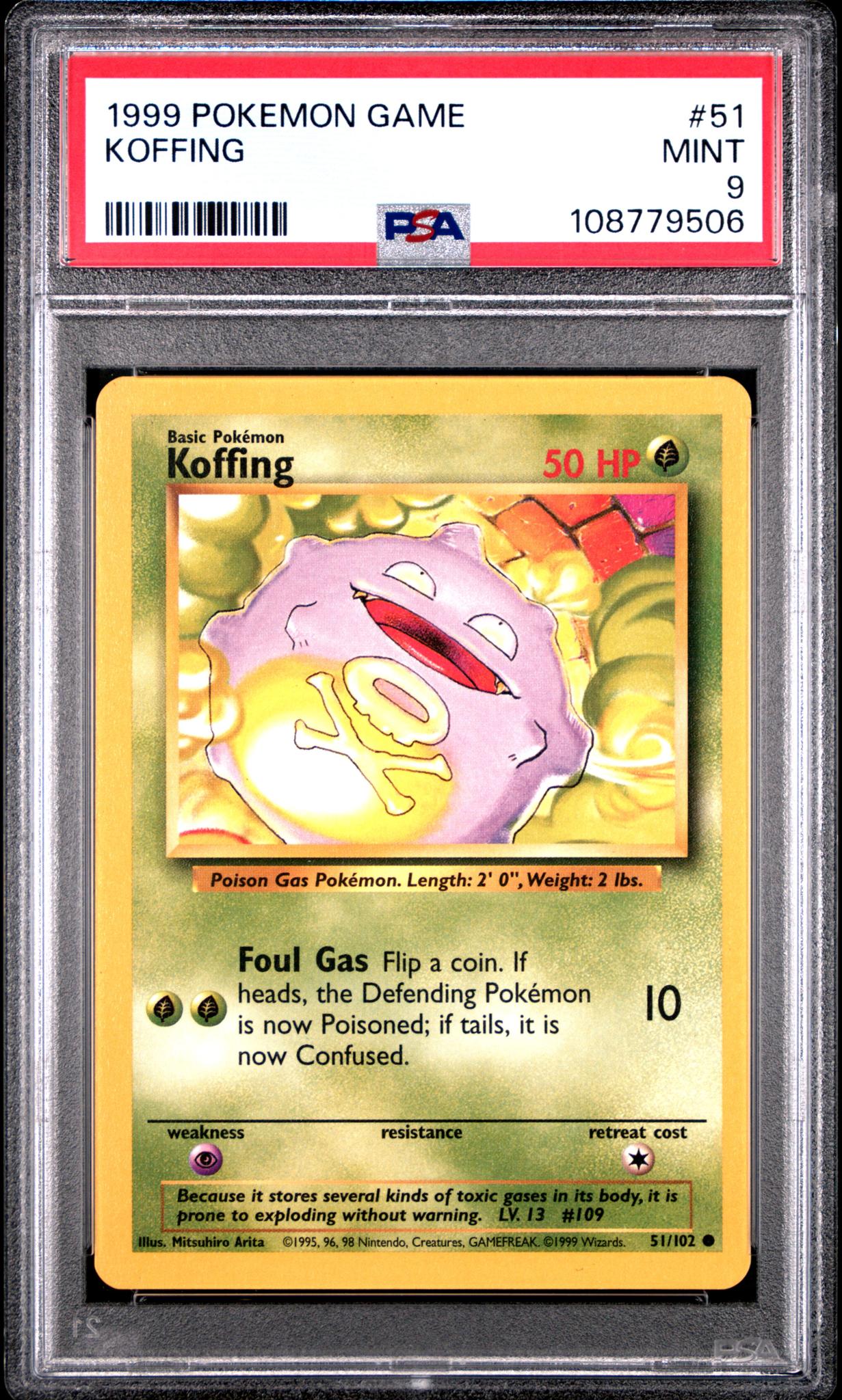 1999 Pokemon #51/102 Koffing PSA 9